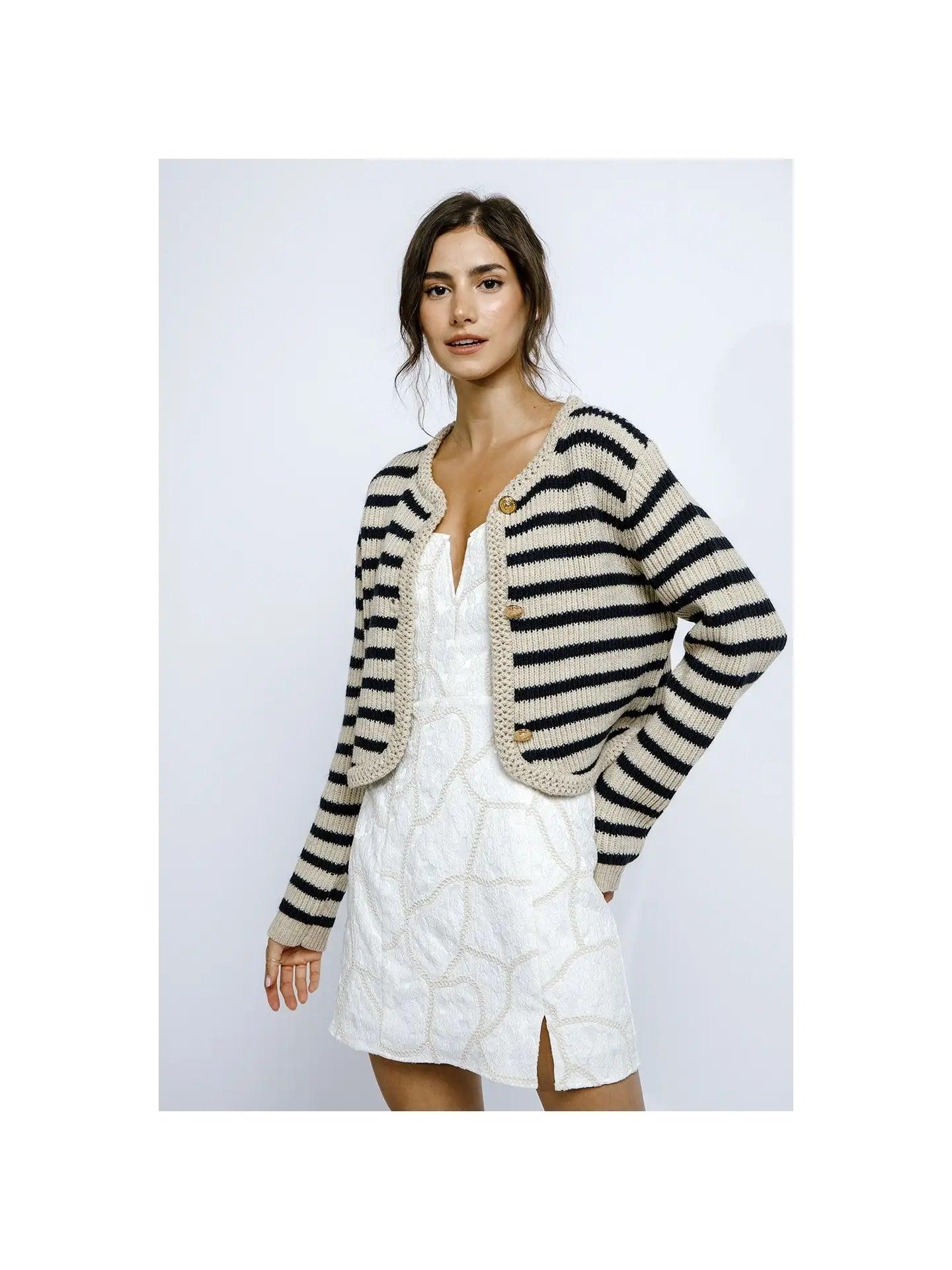 Nautical Striped Cardigan Product Image