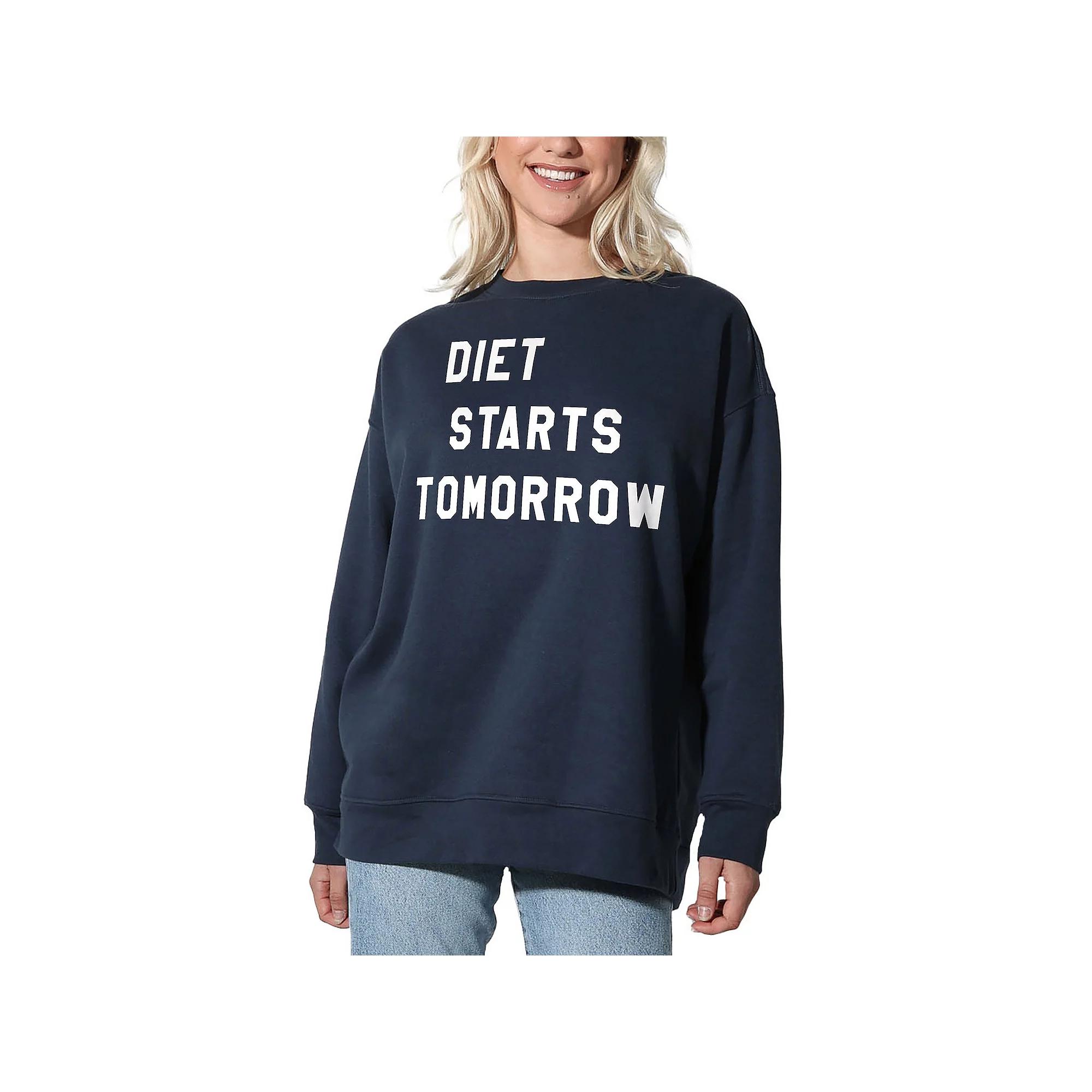 Women's Suburban Riot Diet Starts Oversized Graphic Sweatshirt, Girl's, Size: Medium, Blue Product Image