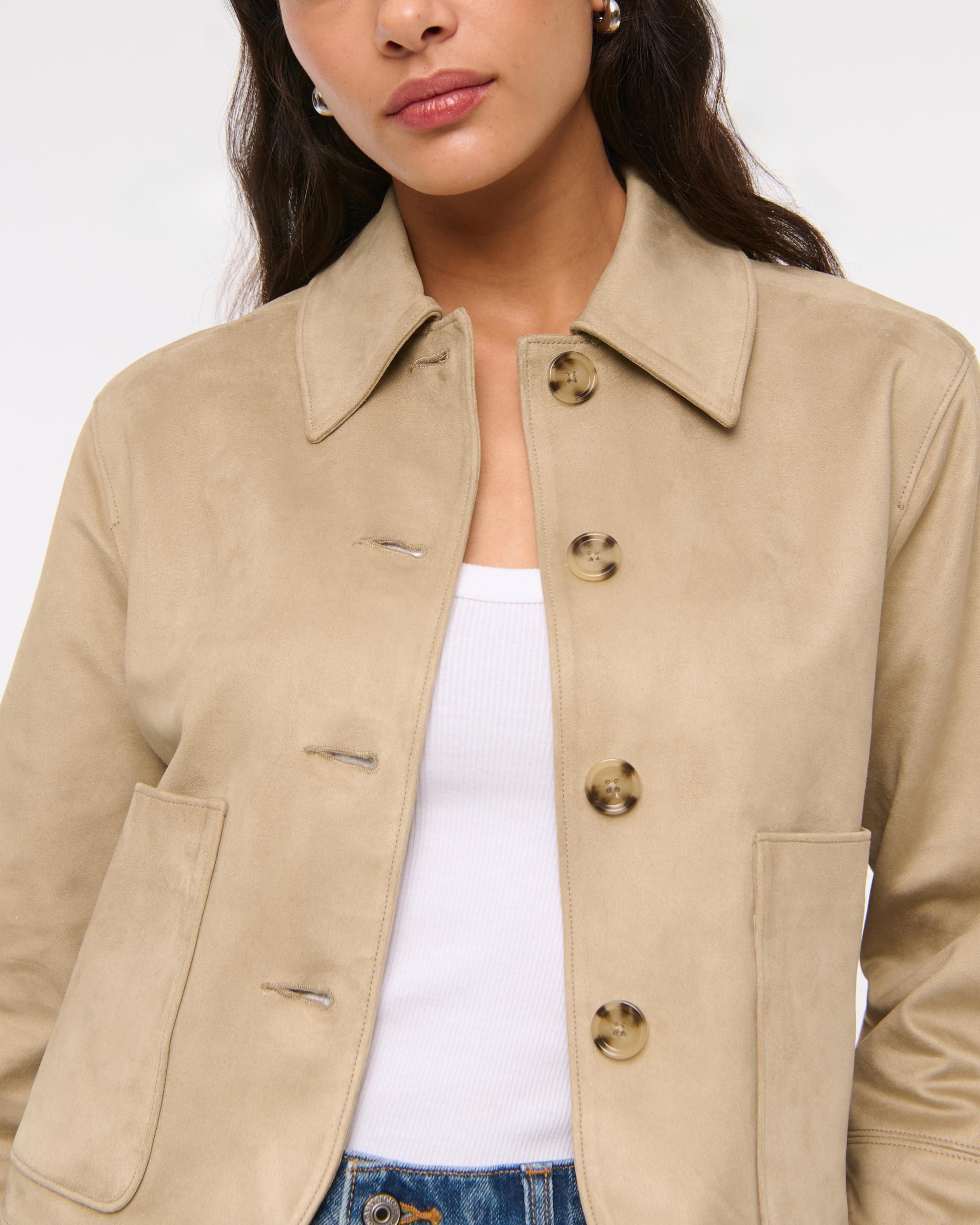 Vegan Suede Button-Through Jacket Product Image