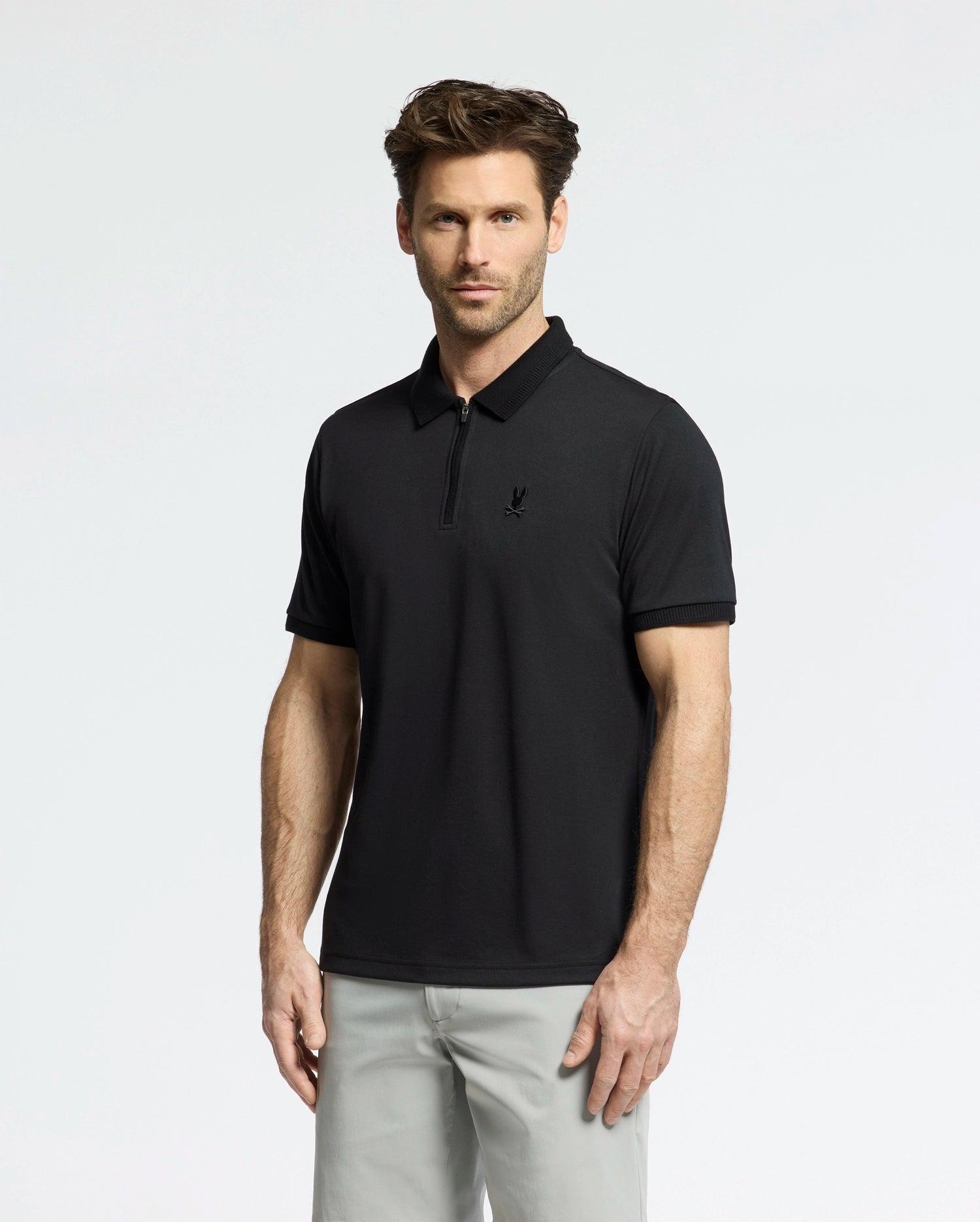 MENS TREVOR PERFORMANCE PIQUE ZIP UP POLO - B6K557F200 Male Product Image