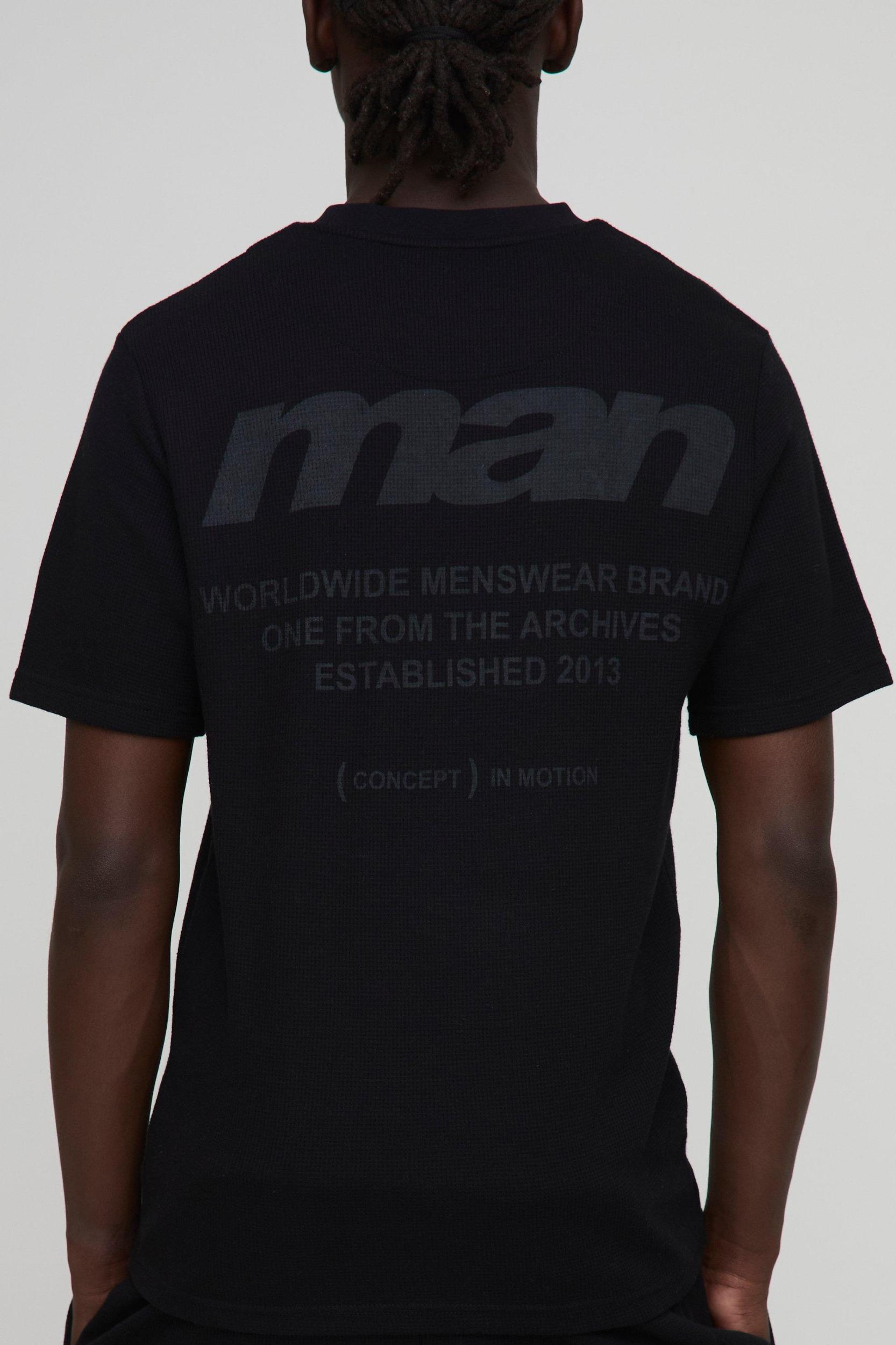 Slim MAN Printed Waffle T-shirt And Short Set | boohooMAN USA Product Image