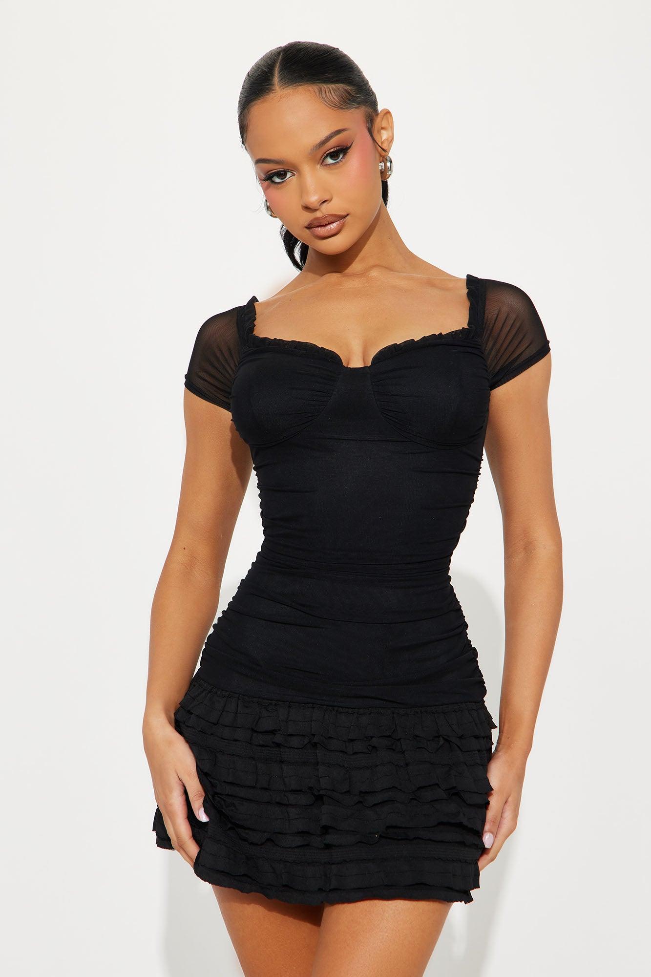 All My Love Mesh Mini Dress - Black Product Image