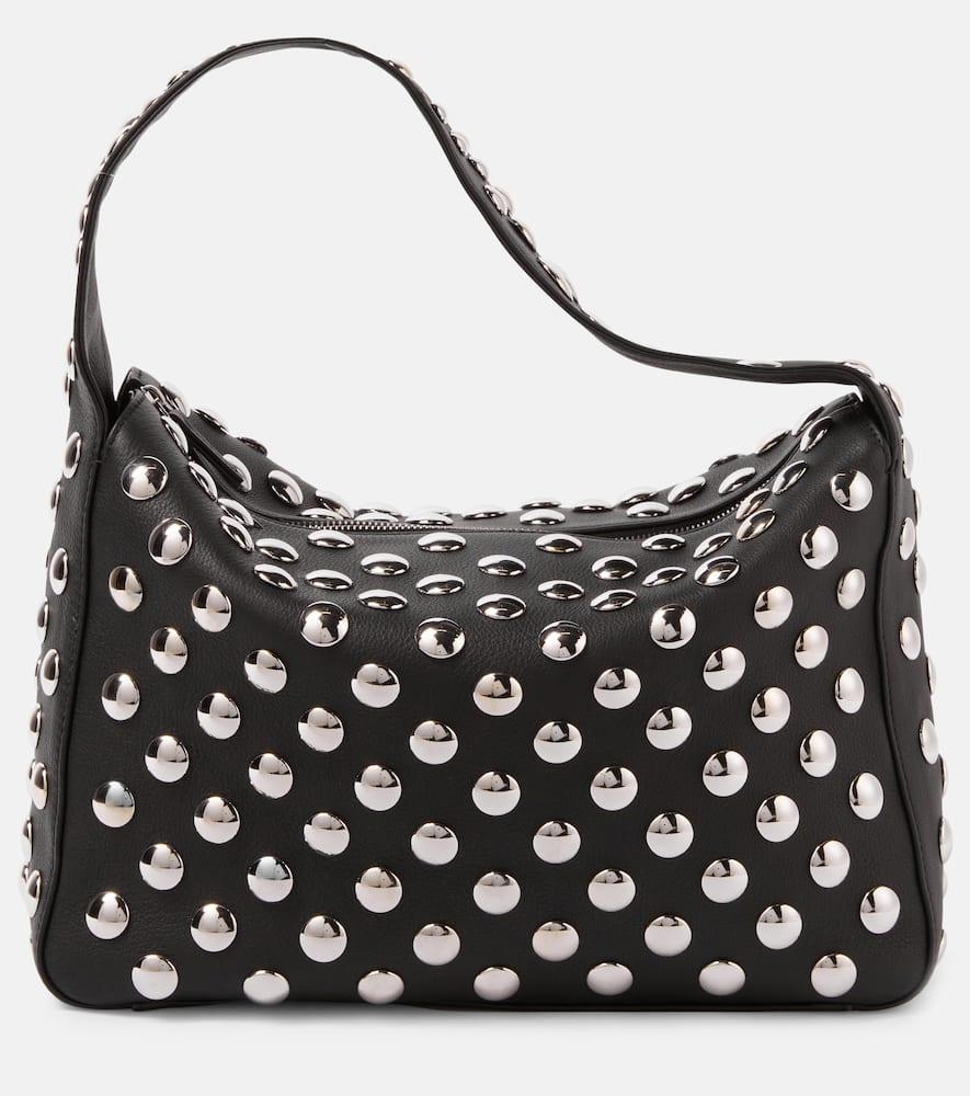 KHAITE Elena Small Studded Textured-leather Shoulder Bag In Black Product Image