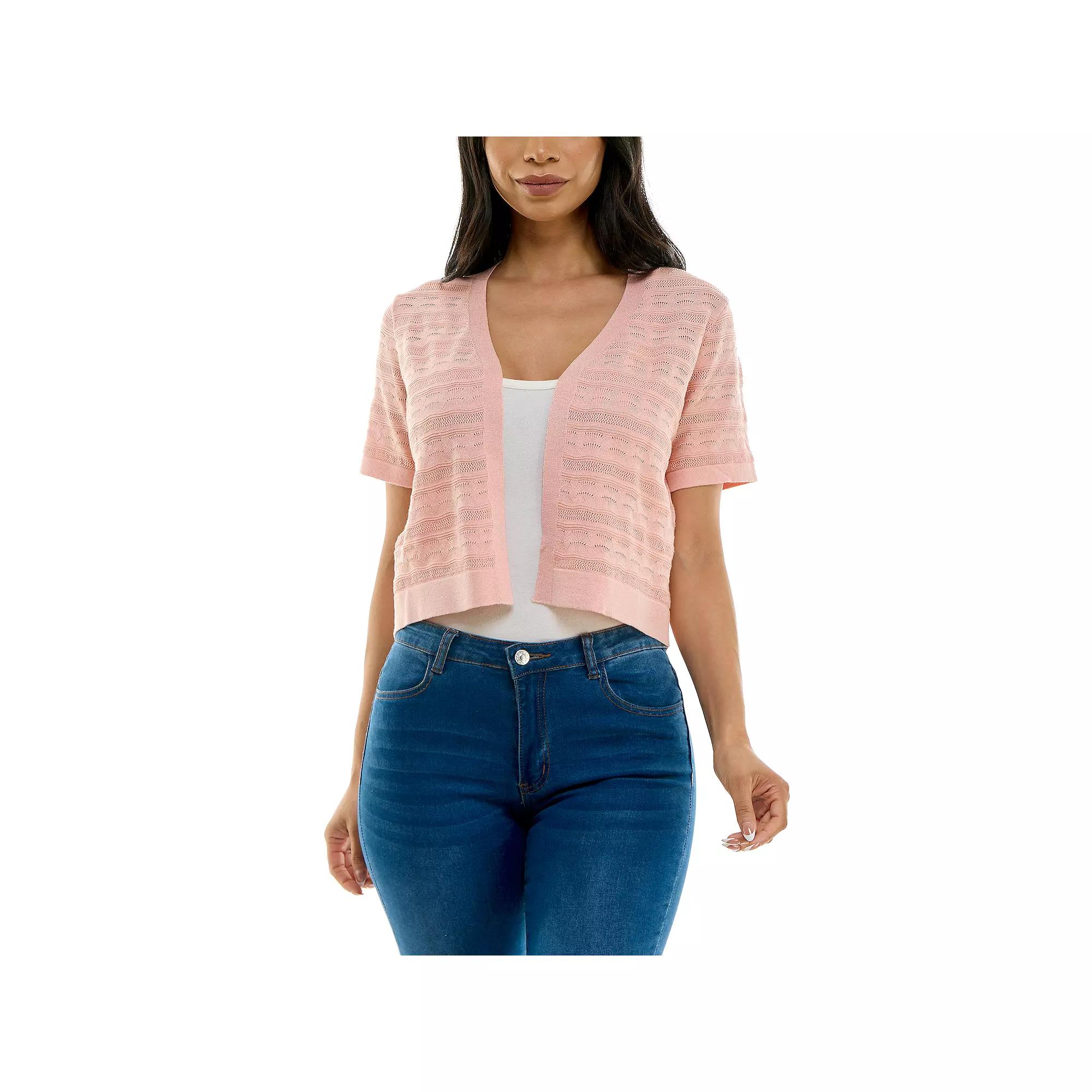 Women's Nina Leonard Novelty Stitch Bolero Jacket, Size: Large, Blush Product Image