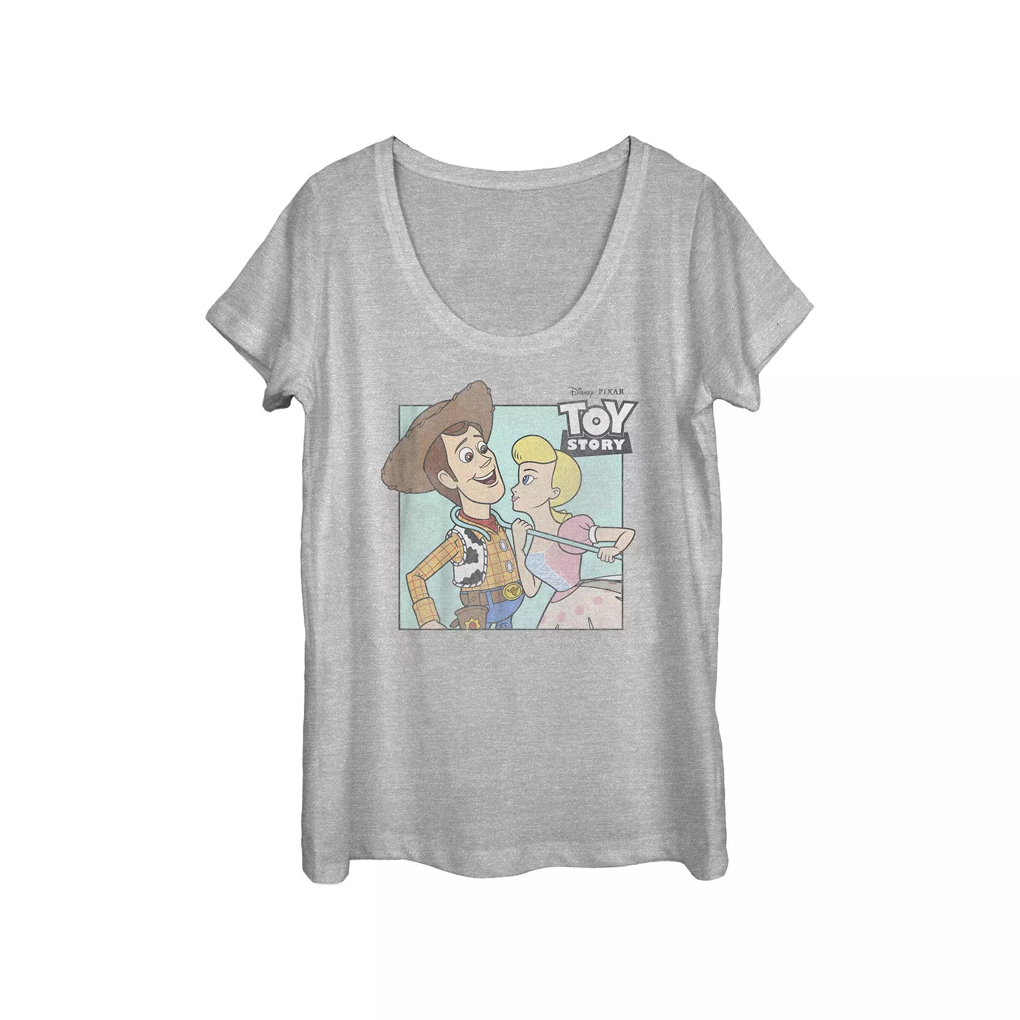 Disney / Pixar's Toy Story Woody And Bo Peep About To Kiss Scoop Neck Juniors' Graphic Tee, Women's,  Product Image