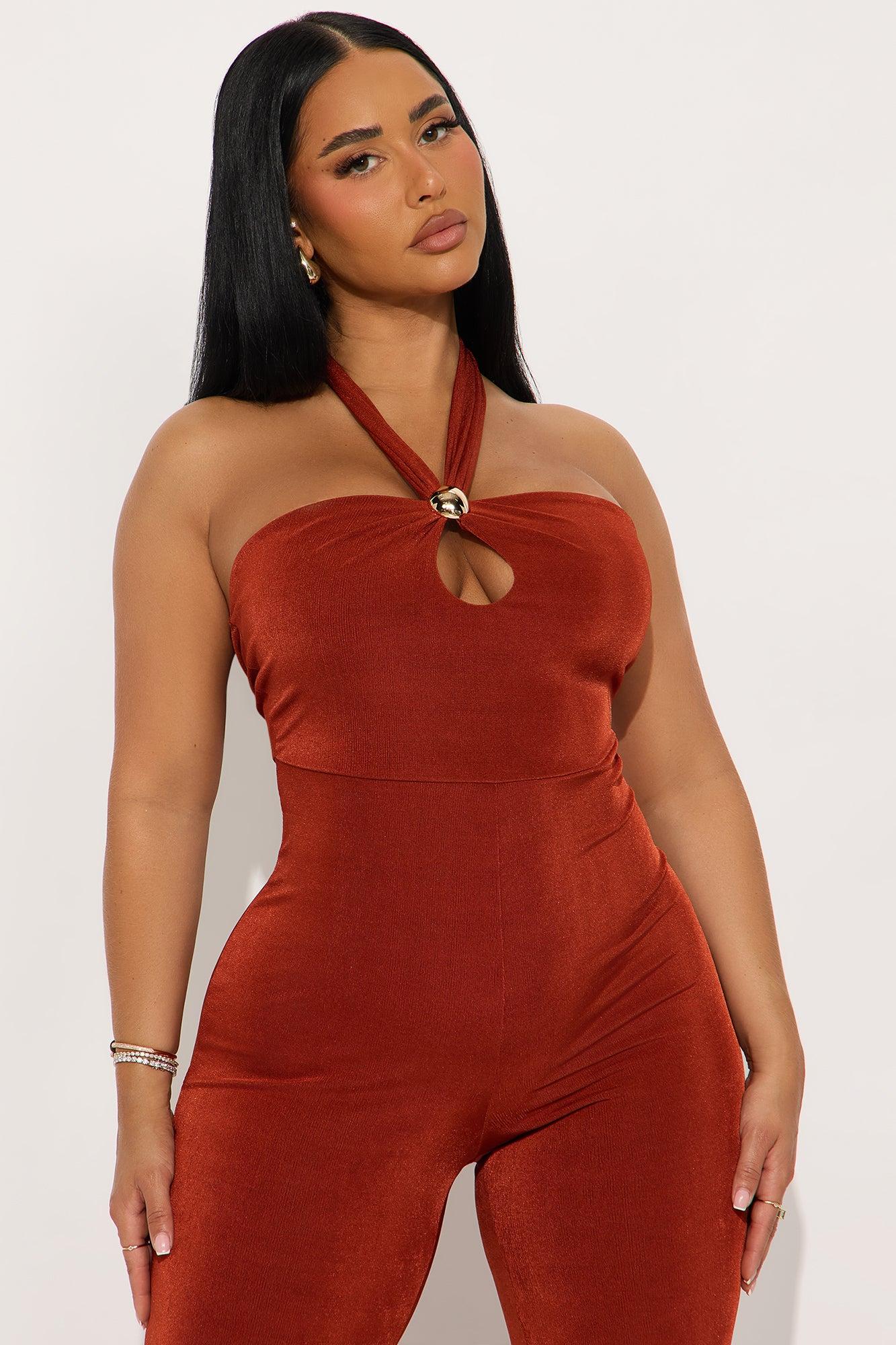 Nicolle Halter Jumpsuit - Rust Product Image