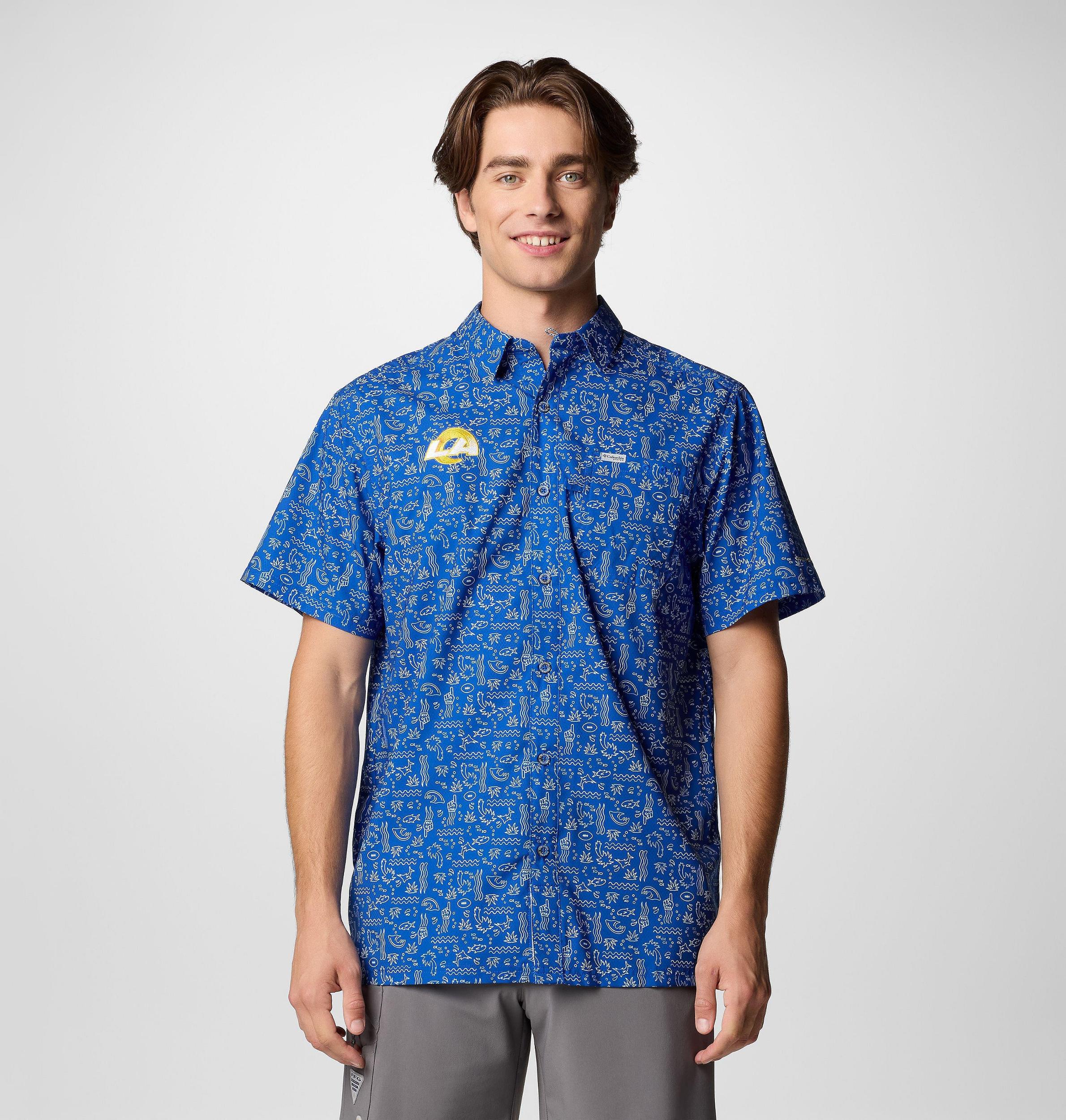 Columbia Mens PFG Super Slack Tide Short Sleeve Shirt - Los Angeles Rams- Product Image