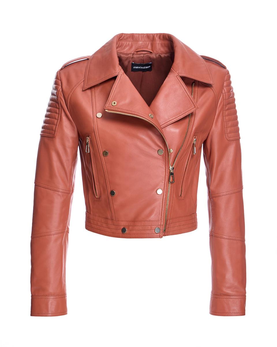 Cropped Leather Biker Jacket Product Image