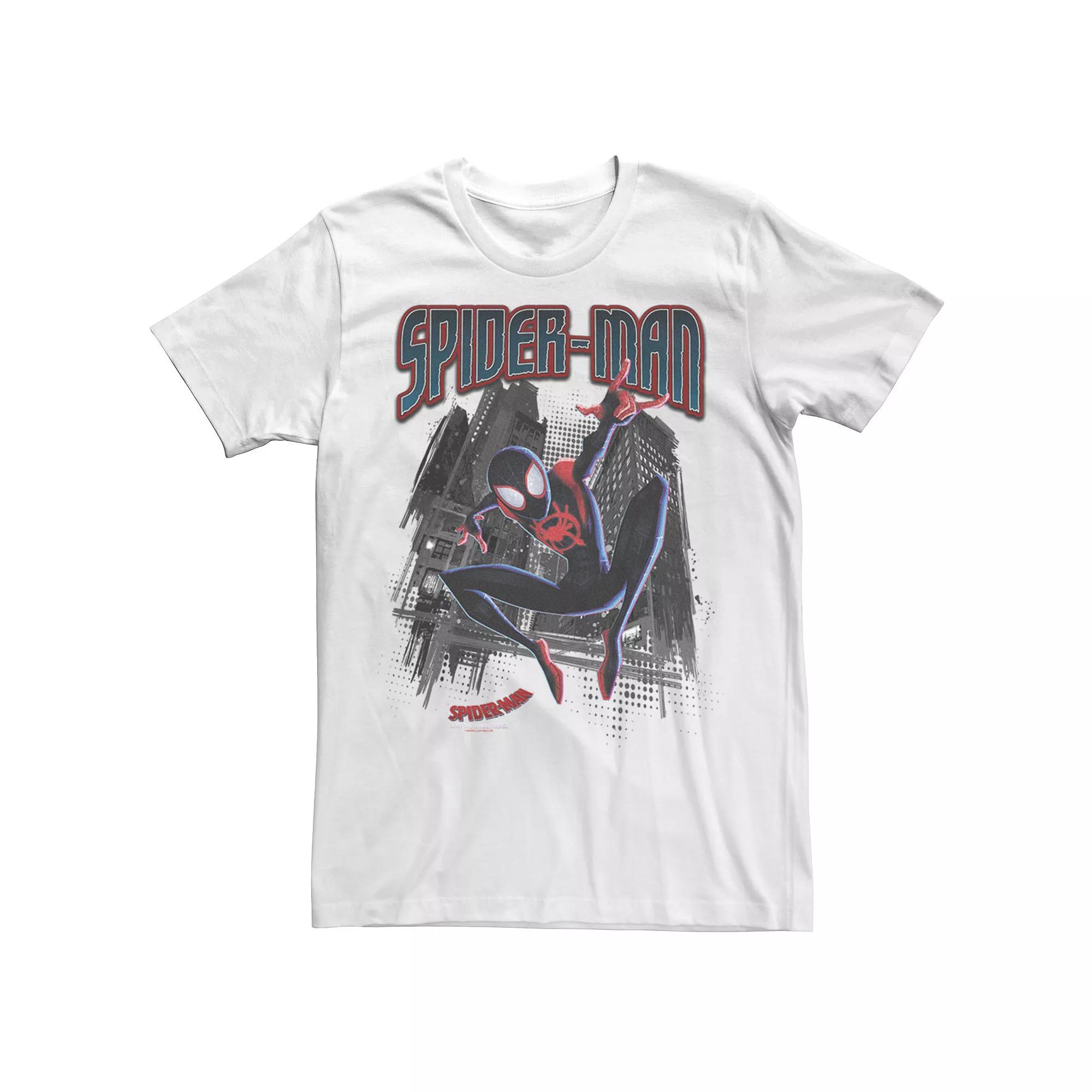 Men's Marvel Into The Spider-Verse Neon Skyline Tee,  Product Image