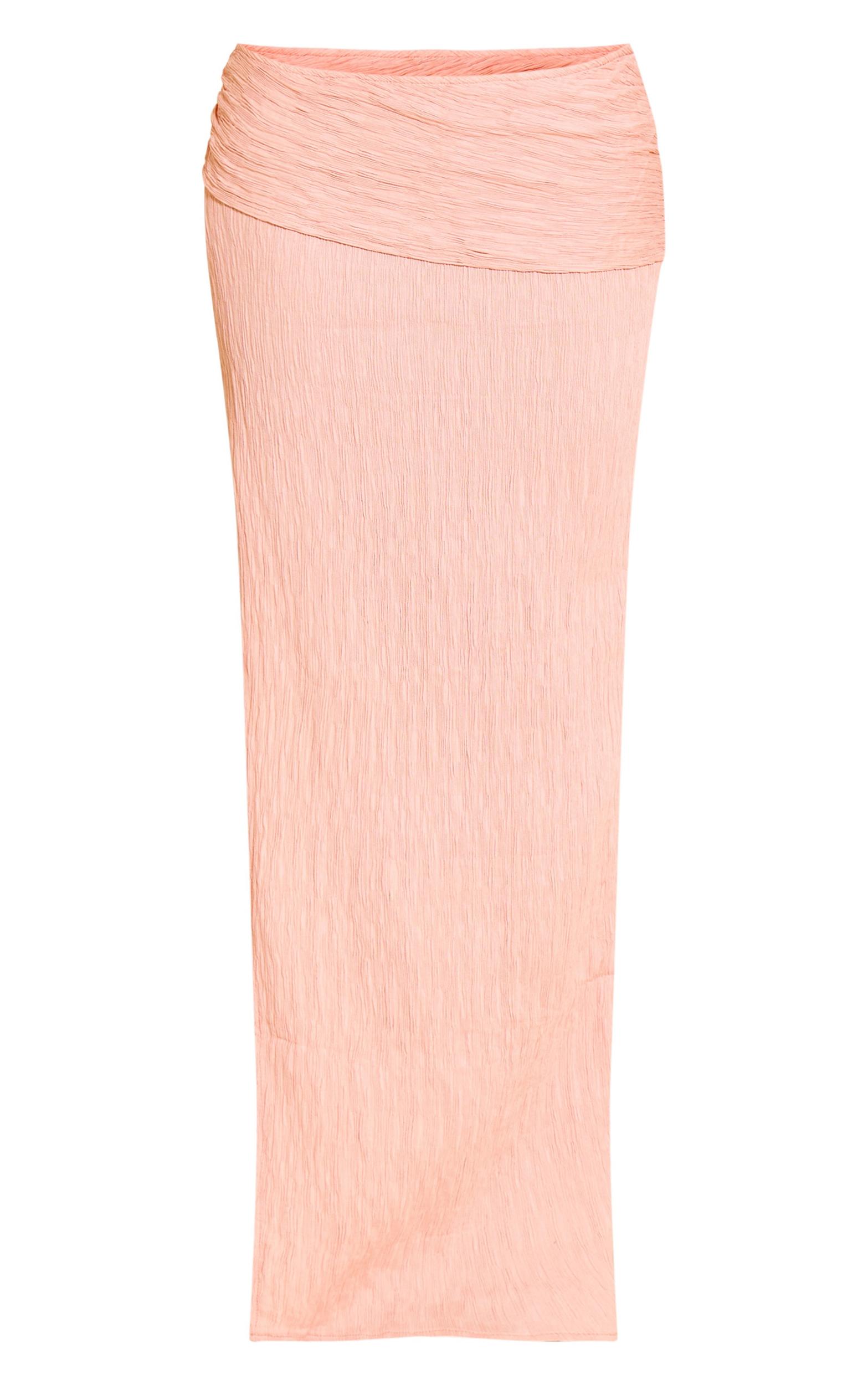 Pink Woven Textured Maxi Skirt Product Image