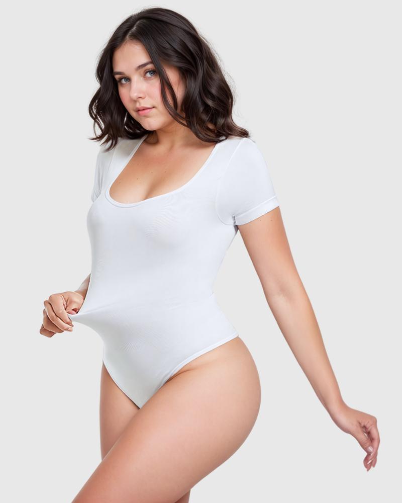 Revenge Body Short Sleeve Square Neck Thong Bodysuit Product Image