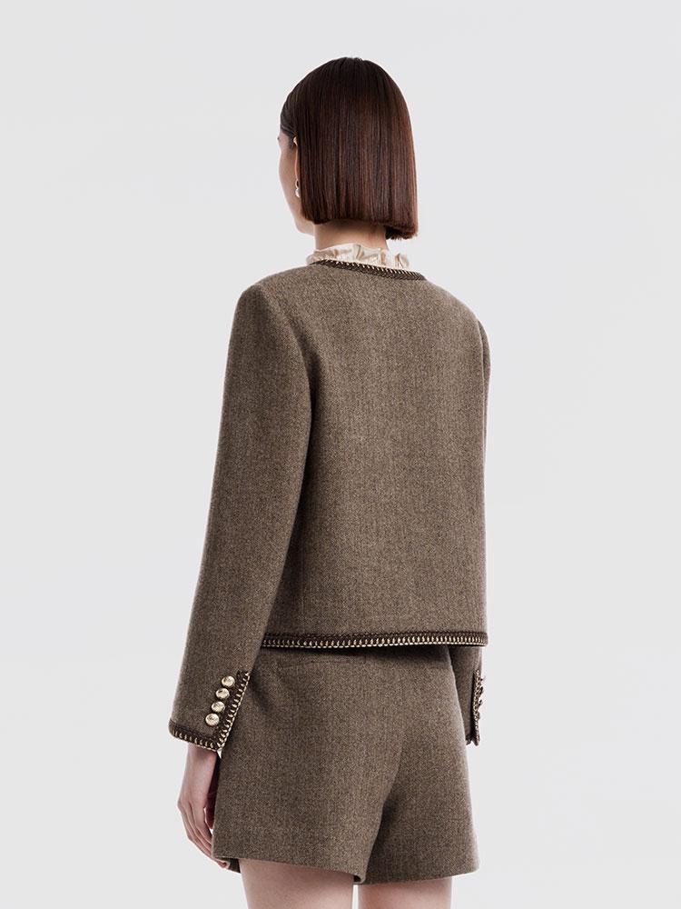 Retro Brown Washable Woolen Jacket Product Image