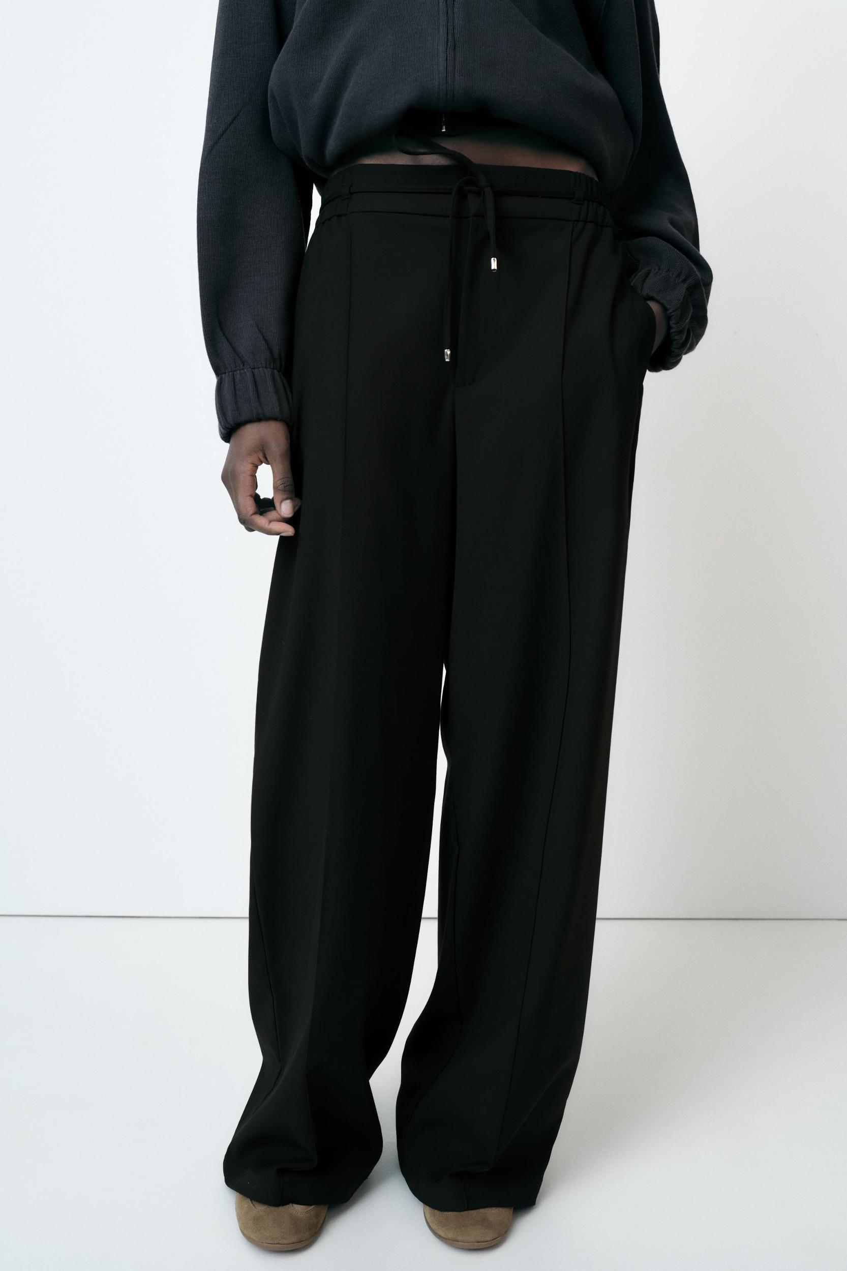 ELASTIC WAIST WIDE LEG PANTS Product Image