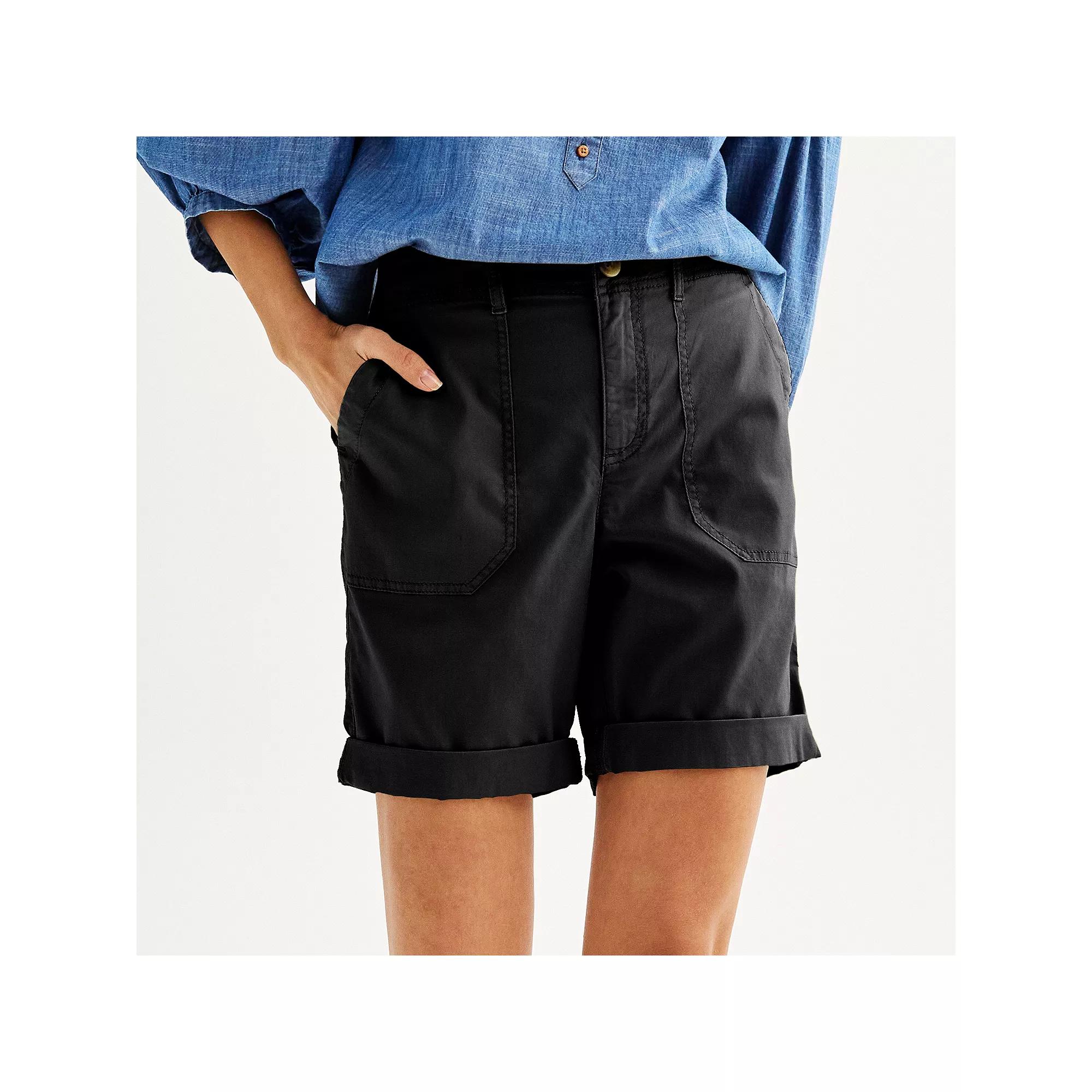 Women's Sonoma Goods For Life® Utility Bermuda Shorts, Size: Large, Pitch Black Product Image