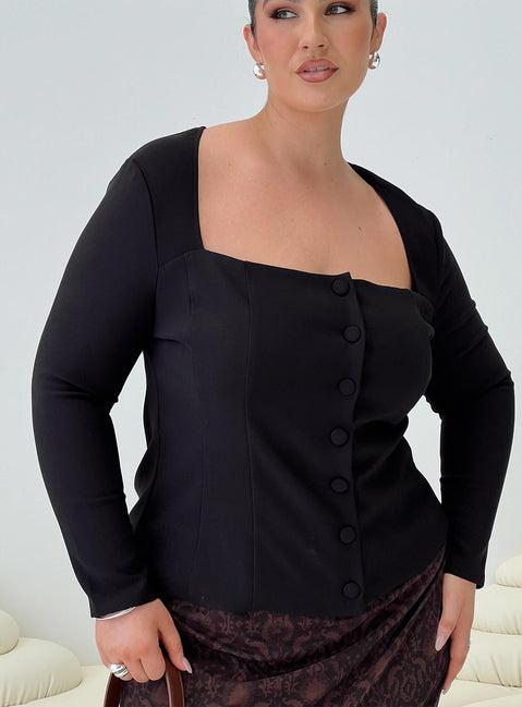 Gaskin Long Sleeve Top Black Curve Product Image