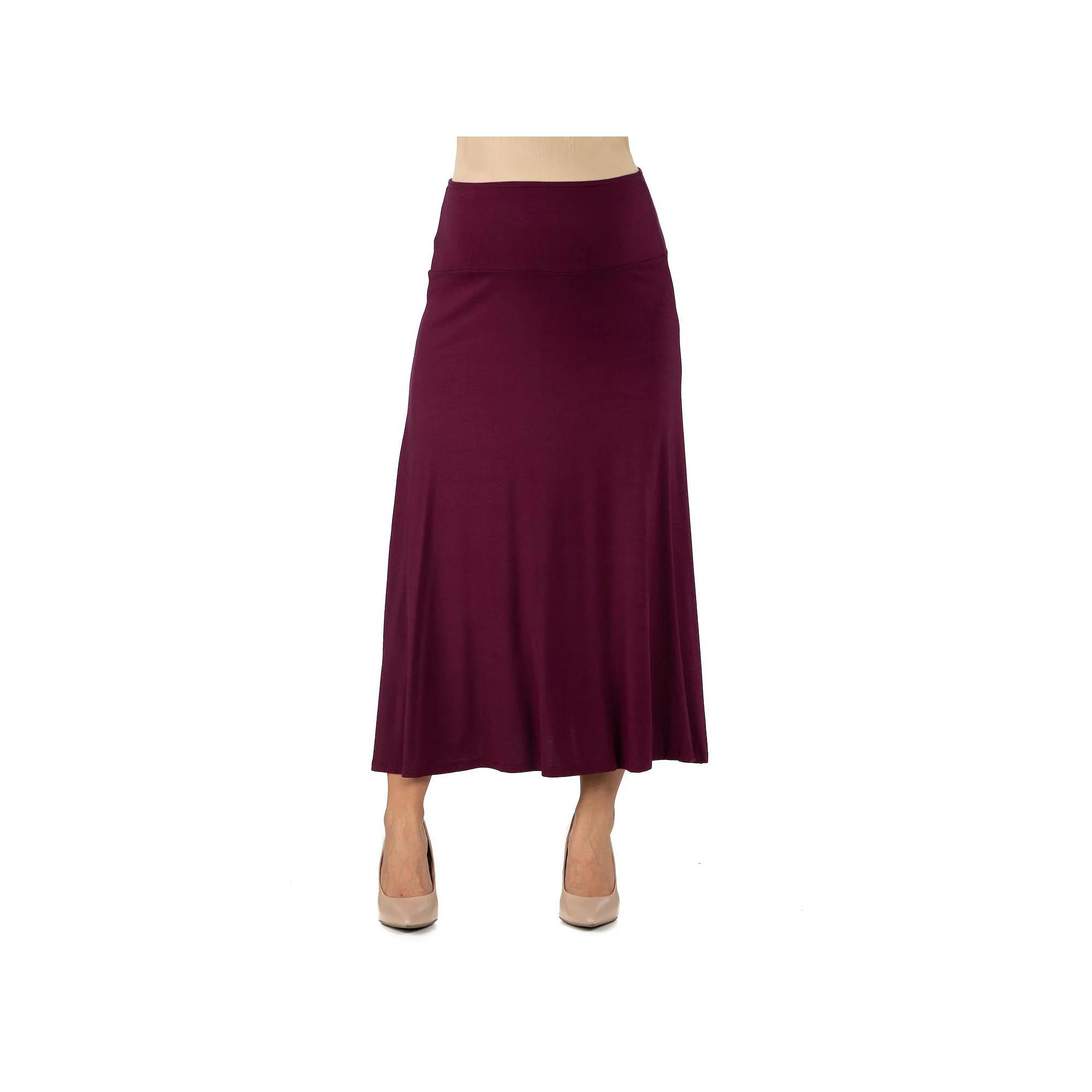 Maternity 24Seven Comfort Apparel Elastic Waist Maxi Skirt, Women's,  Product Image