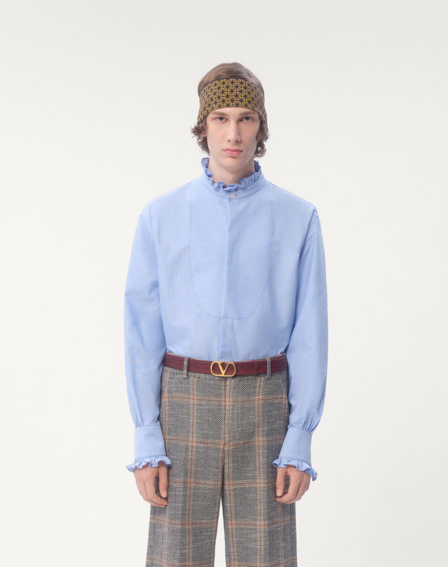 Cotton Shirt With Plastron And Ruffles Product Image