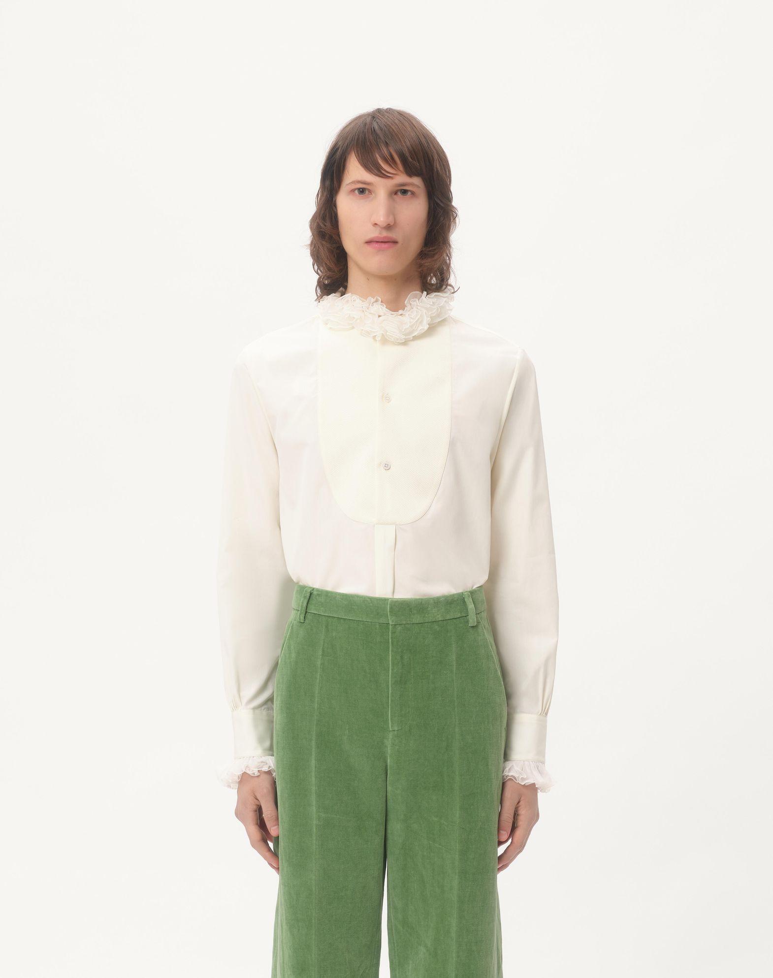 Cotton Shirt With Plastron And Ruffles Product Image