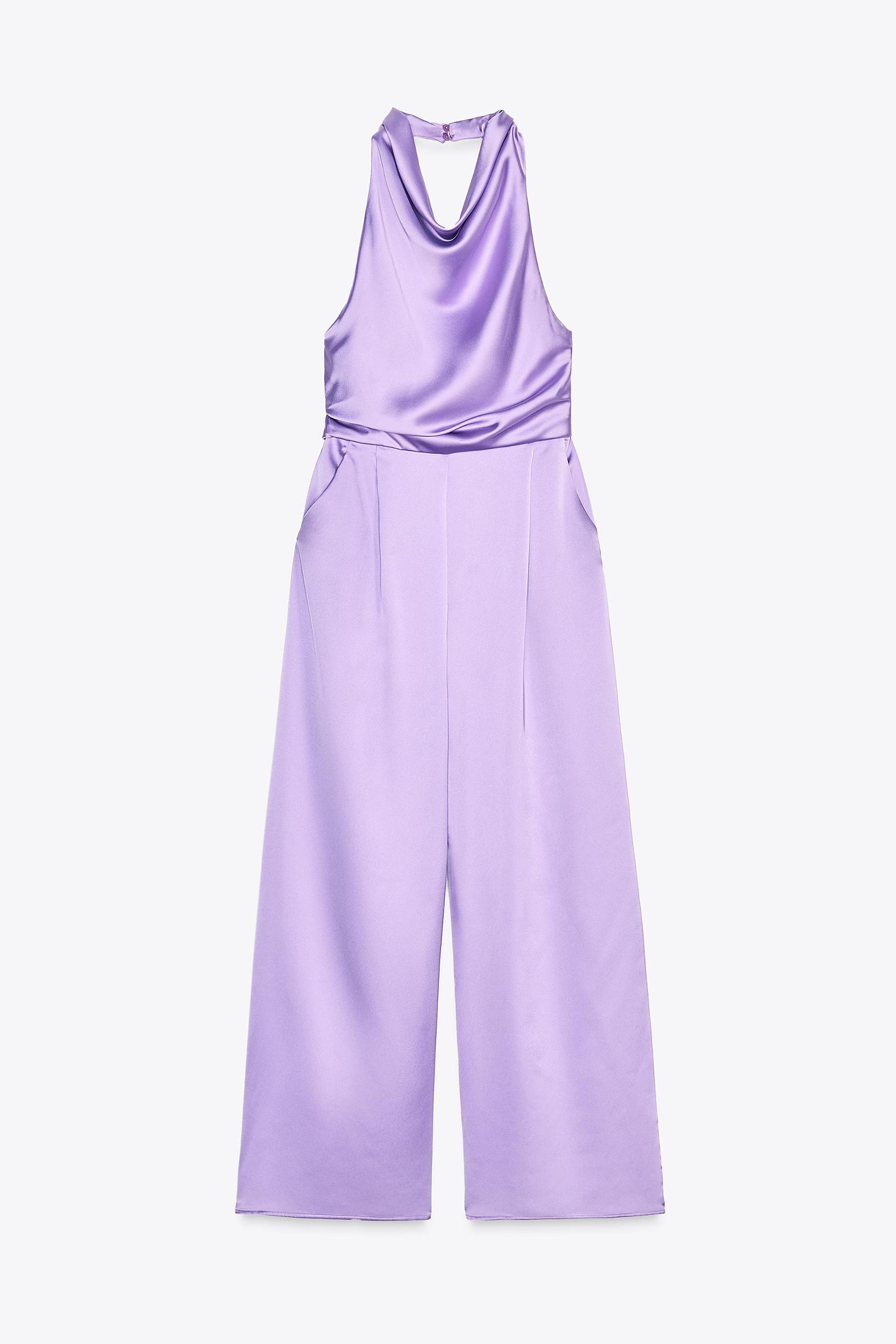 SATIN EFFECT HALTER JUMPSUIT Product Image