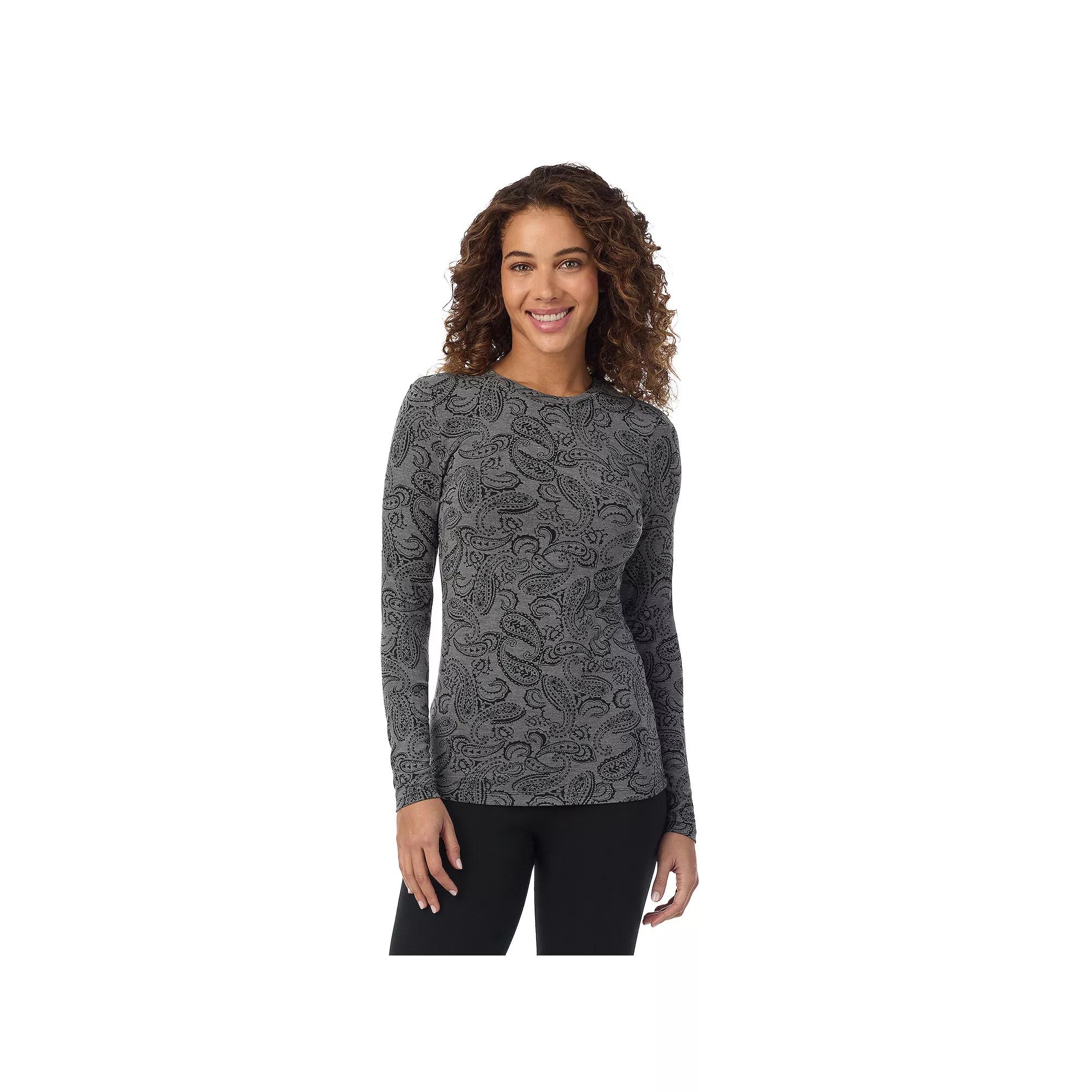 Women's Cuddl Duds® Softwear with Stretch Long Sleeve Top, Size: Medium, Ivory Houndsto Product Image