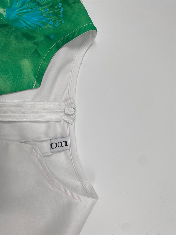 A-Line Loose Flower Print Pleated V-Neck Midi Dresses Product Image