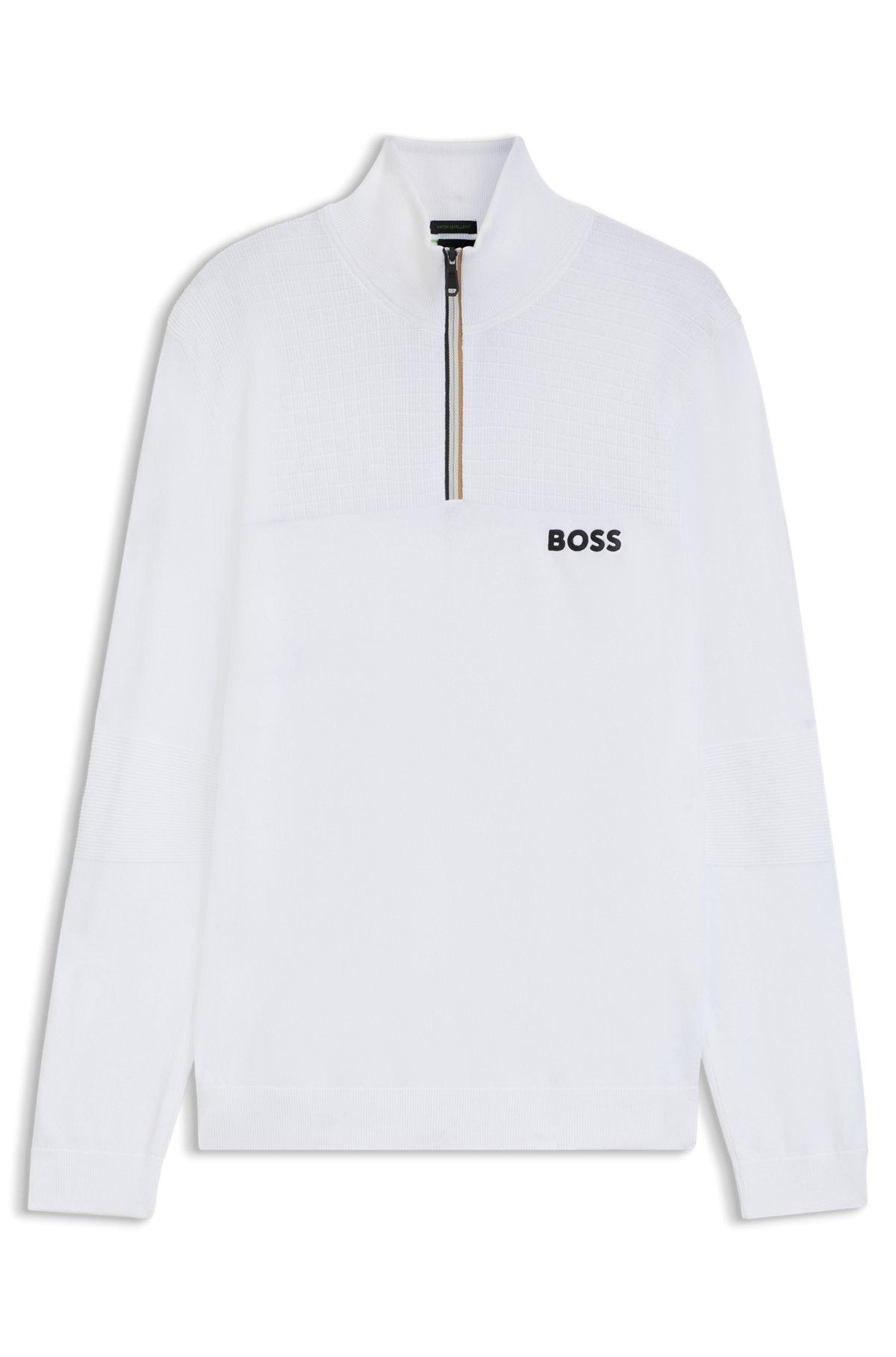 Water-repellent cotton sweater with zip neck Product Image