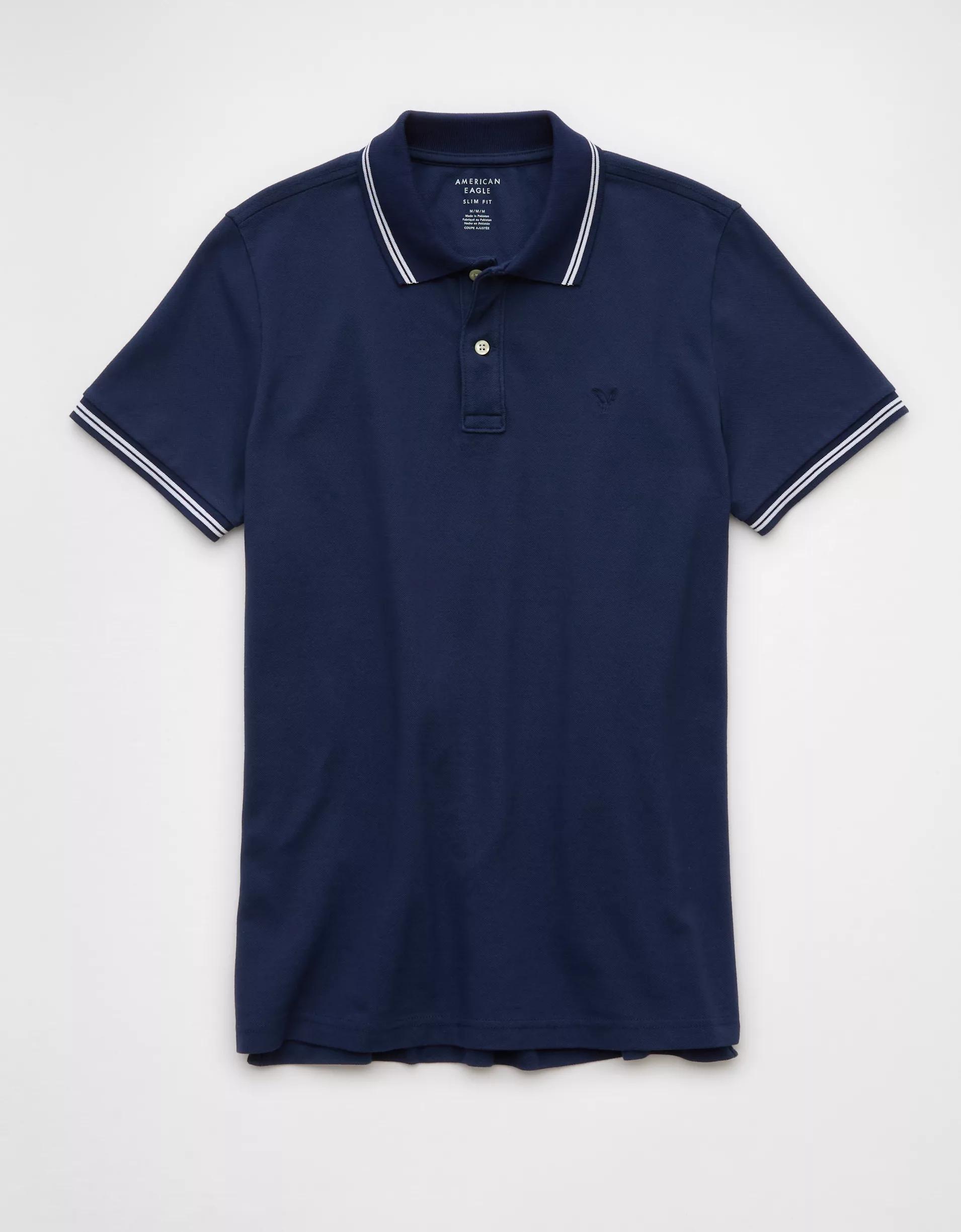 AE Lived-In Stretch Pique Slim Fit Tipped Polo Shirt Product Image
