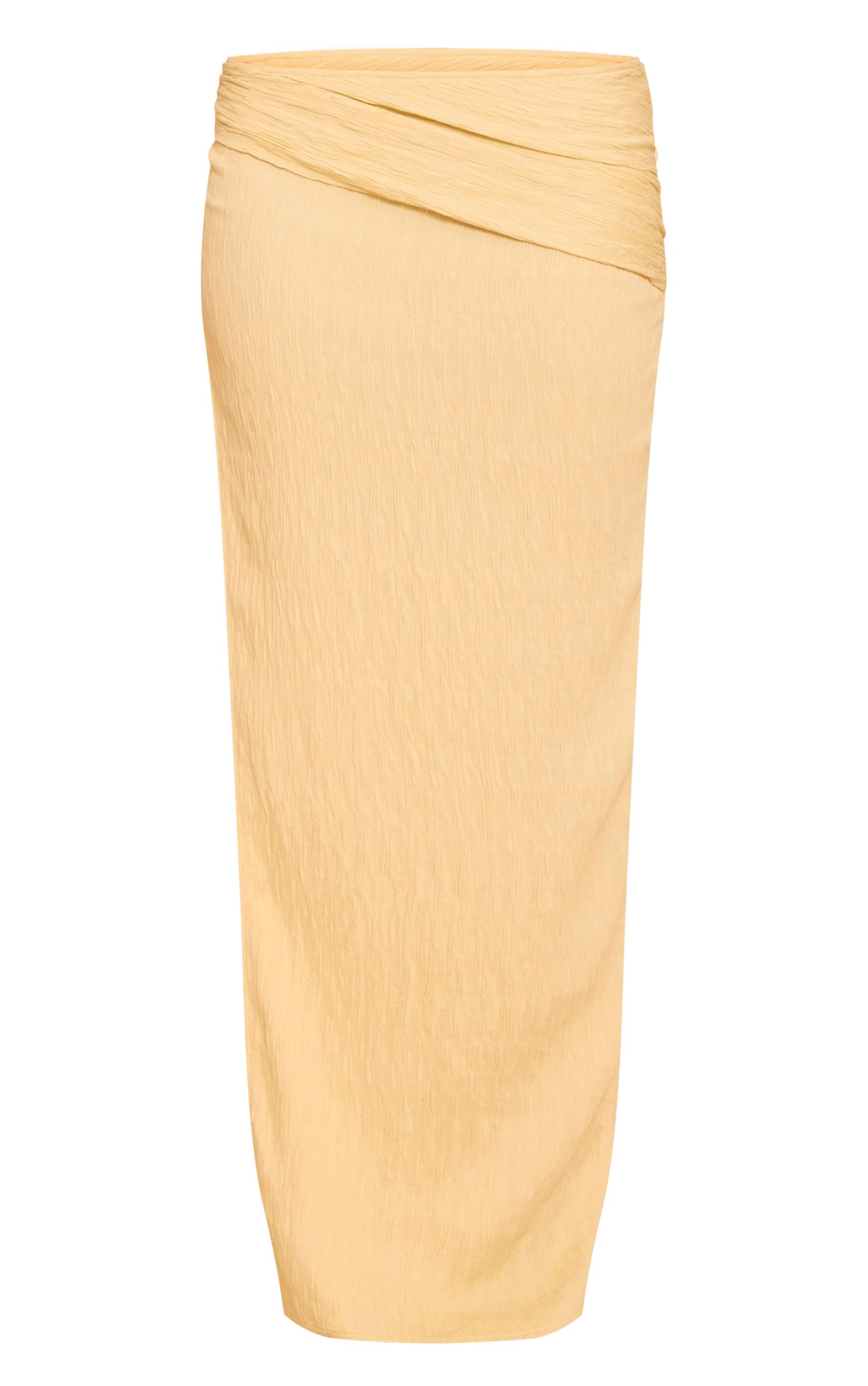 Lemon Woven Textured Maxi Skirt Product Image