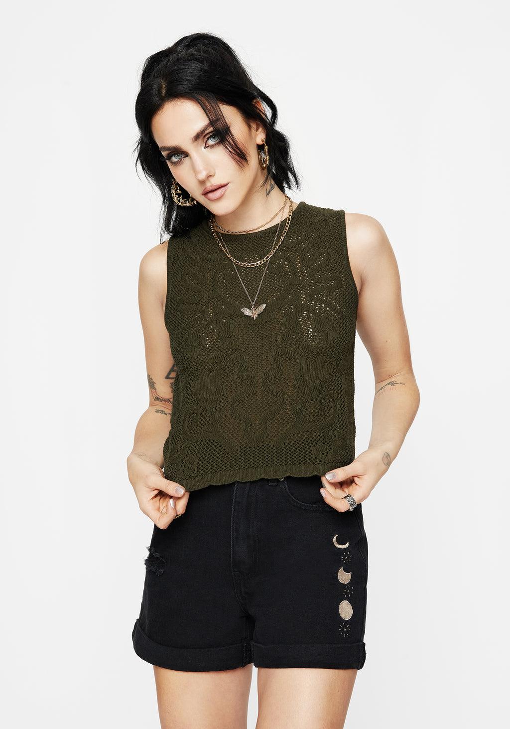 Tulip Jacquard Knit Crop Top Product Image