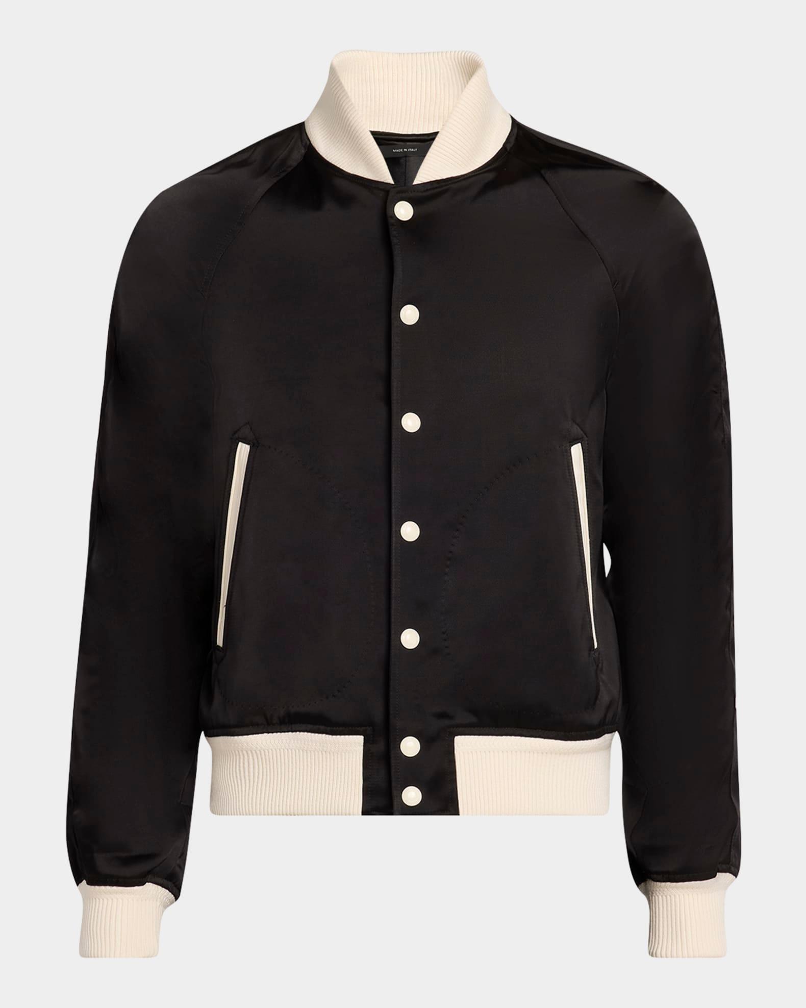 Men's Satin Snap-Front Bomber Jacket Product Image