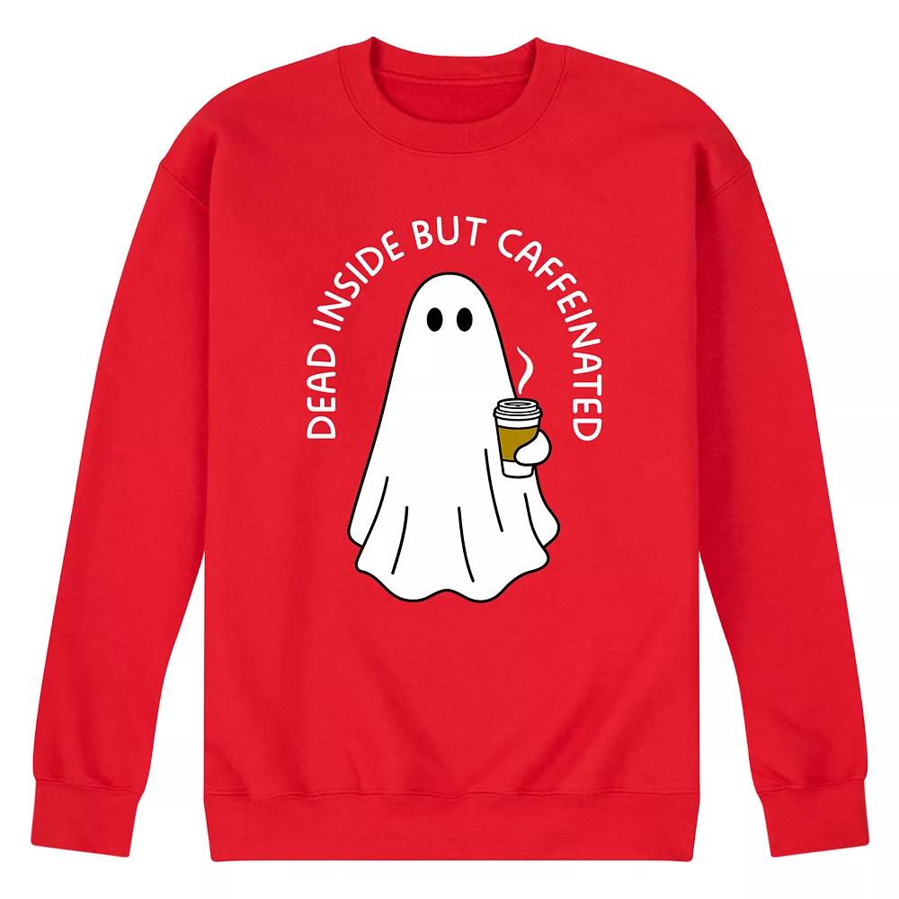Men's Dead Inside Caffeinated Ghost Fleece Sweatshirt,  Product Image