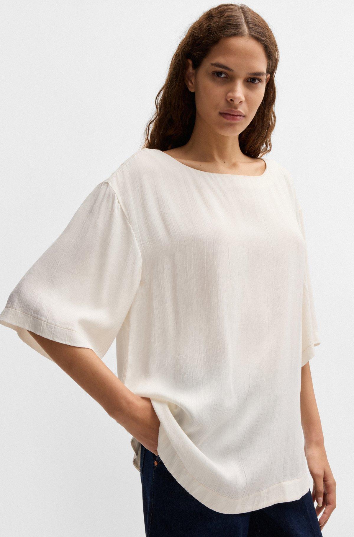 Relaxed-fit blouse with contrast stitching Product Image