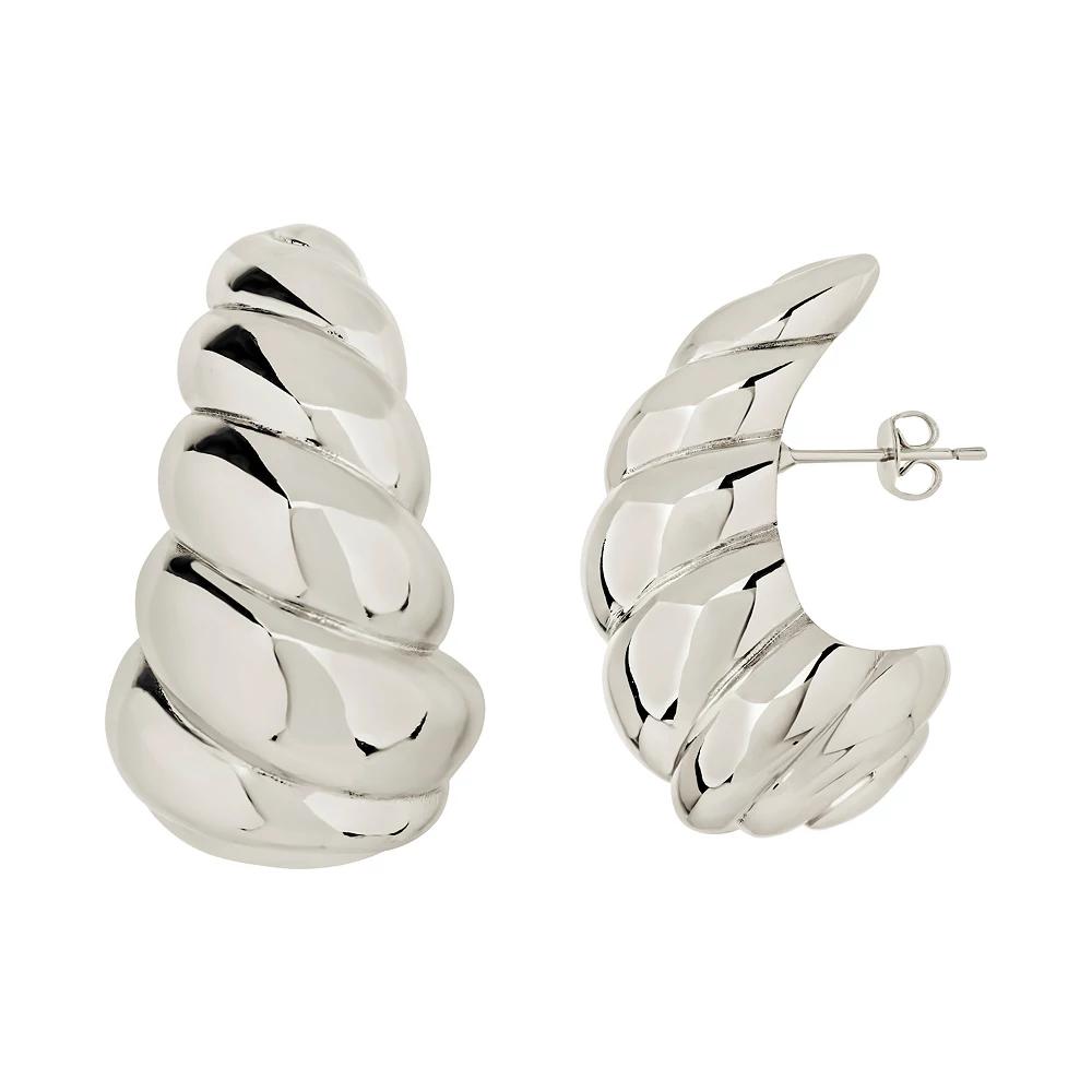 MC Collective Scalloped Shell Stud Earrings, Women's, Silver Tone Product Image