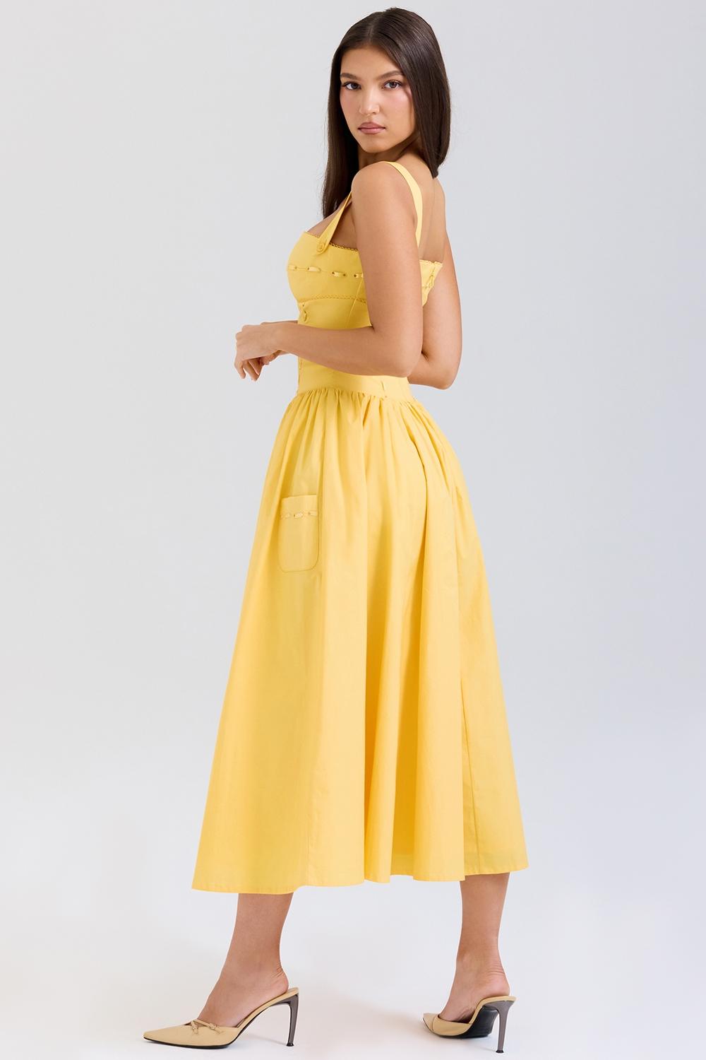 Vivien  apricot cotton midi sundress Product Image