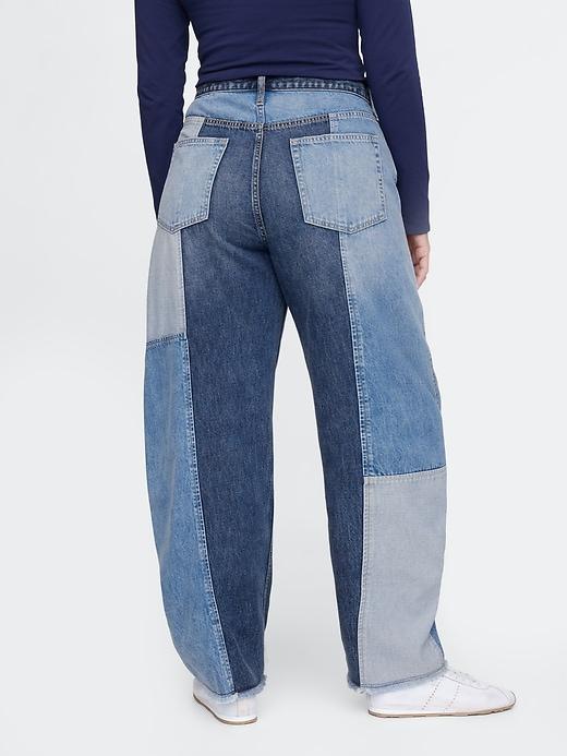 High Rise Patchwork Barrel Jeans Product Image