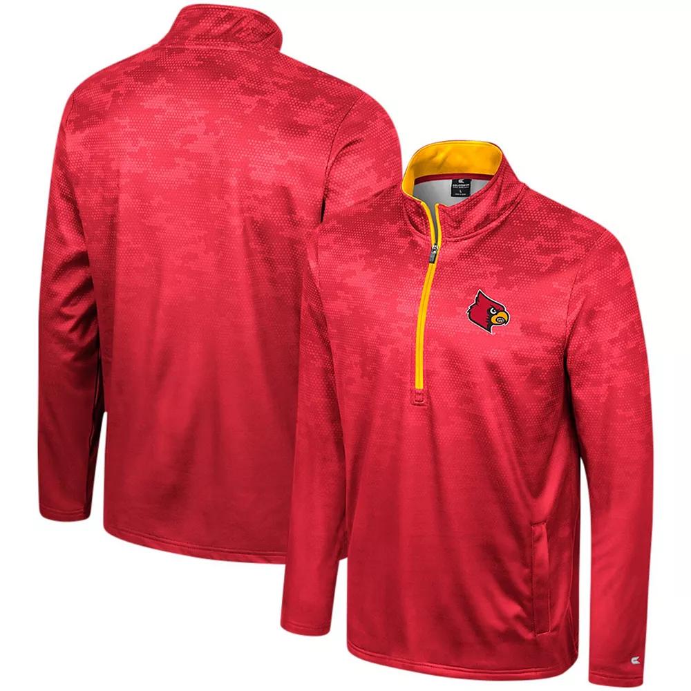 Men's Colosseum Red Louisville Cardinals The Machine Half-Zip Jacket,  Product Image
