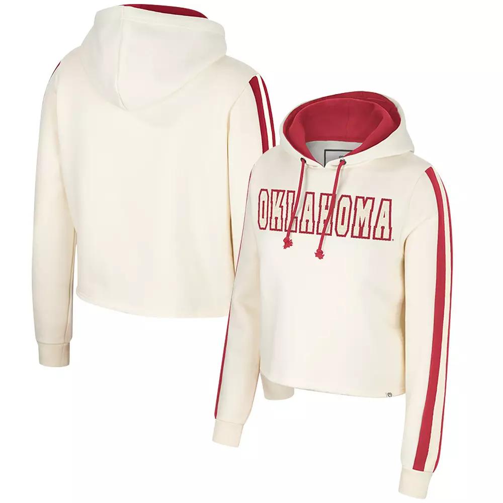 Women's Colosseum Cream Oklahoma Sooners Perfect Date Cropped Pullover Hoodie,  Product Image