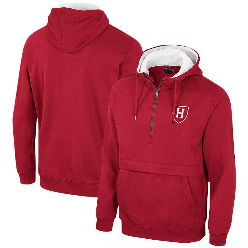 Men's Colosseum Crimson Harvard Crimson Team Half-Zip Pullover Hoodie,  Product Image