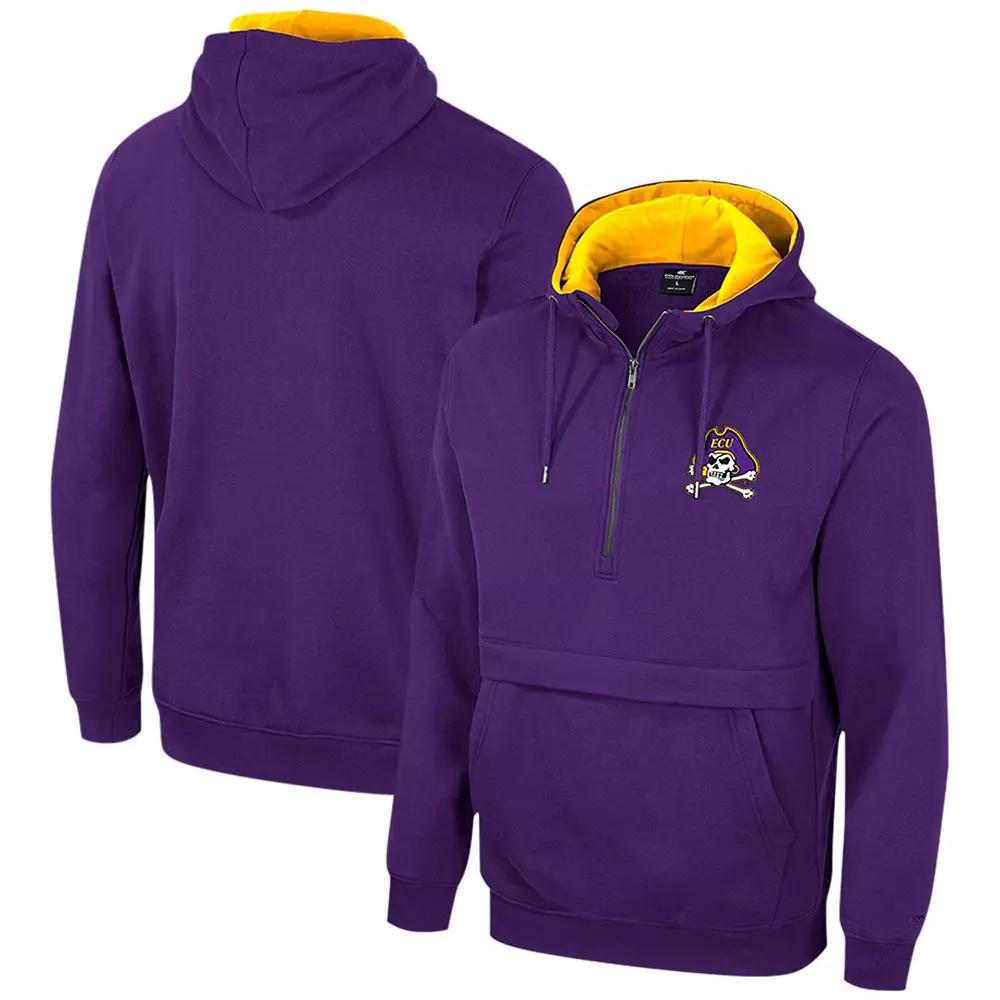 Men's Colosseum Purple ECU Pirates Team Half-Zip Pullover Hoodie,  Product Image