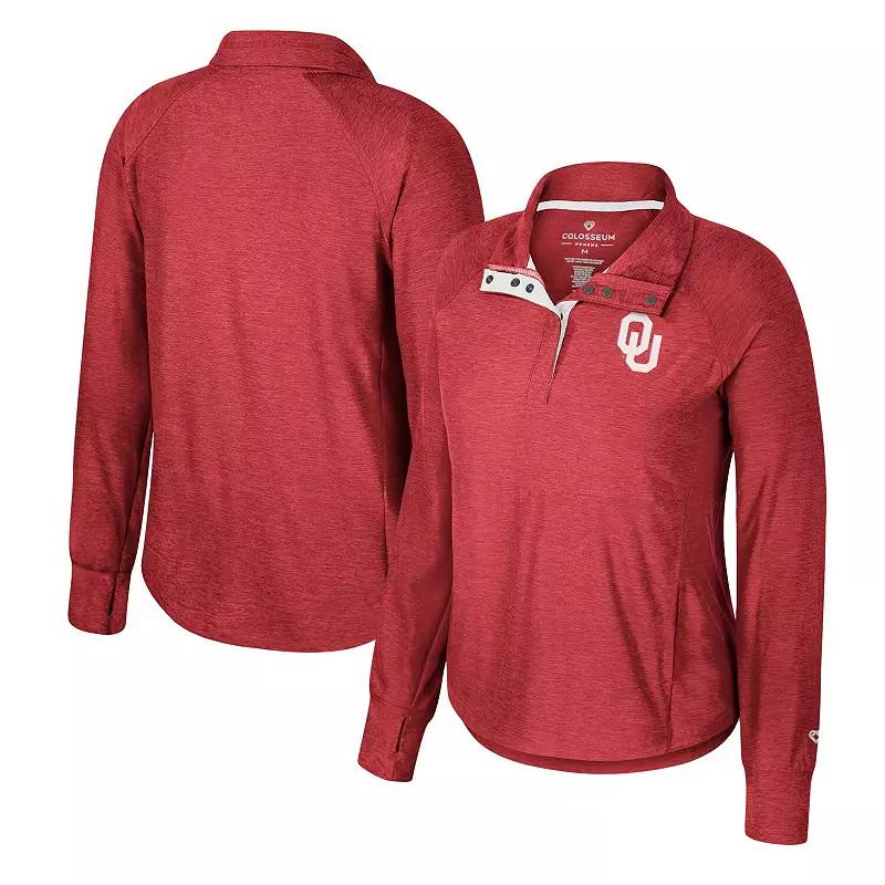 Women's Colosseum Crimson Oklahoma Sooners Cressida Raglan Half-Snap Top, Size: XL, Red Product Image