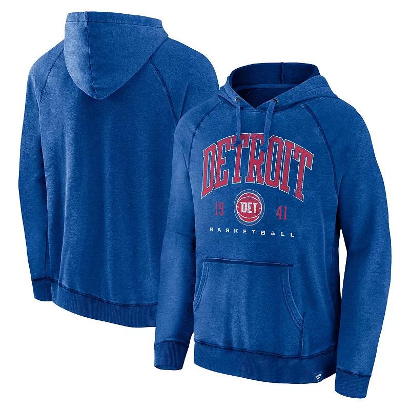 Men's Fanatics Branded Heather Blue Detroit Pistons Foul Trouble Snow Wash Raglan Pullover Hoodie, Size: Medium, Pis Team Product Image