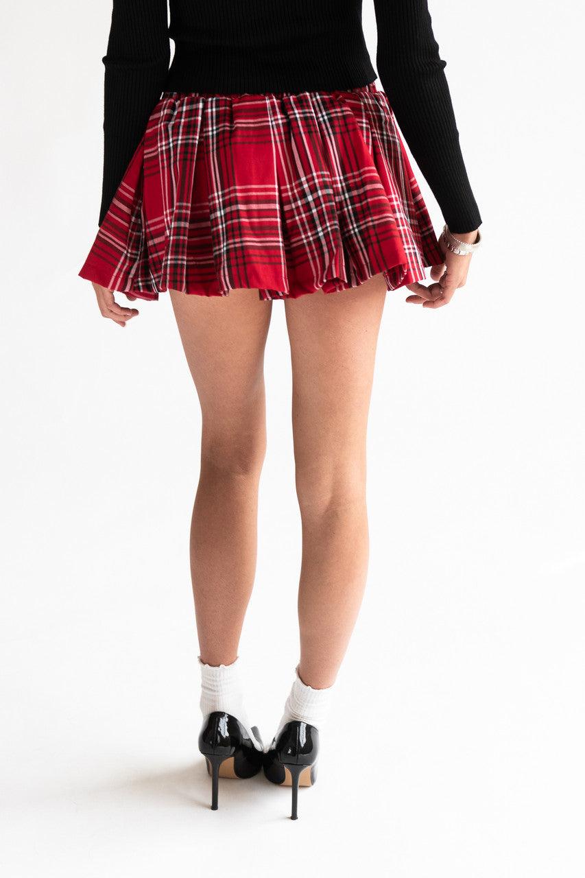 Pleated Plaid Mini Skort Product Image