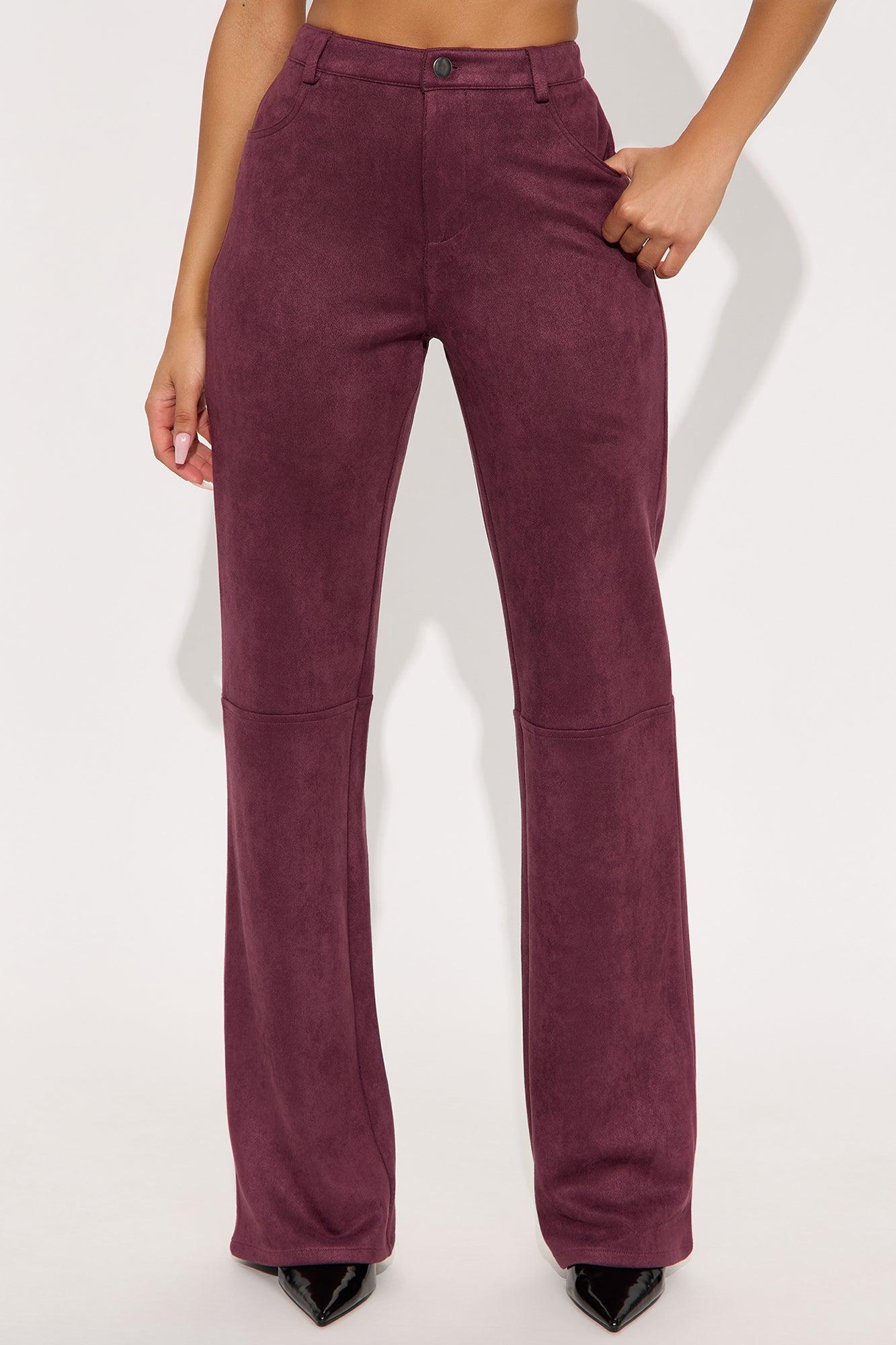 Gianna Faux Suede Wide Leg Pant - Wine Female Product Image