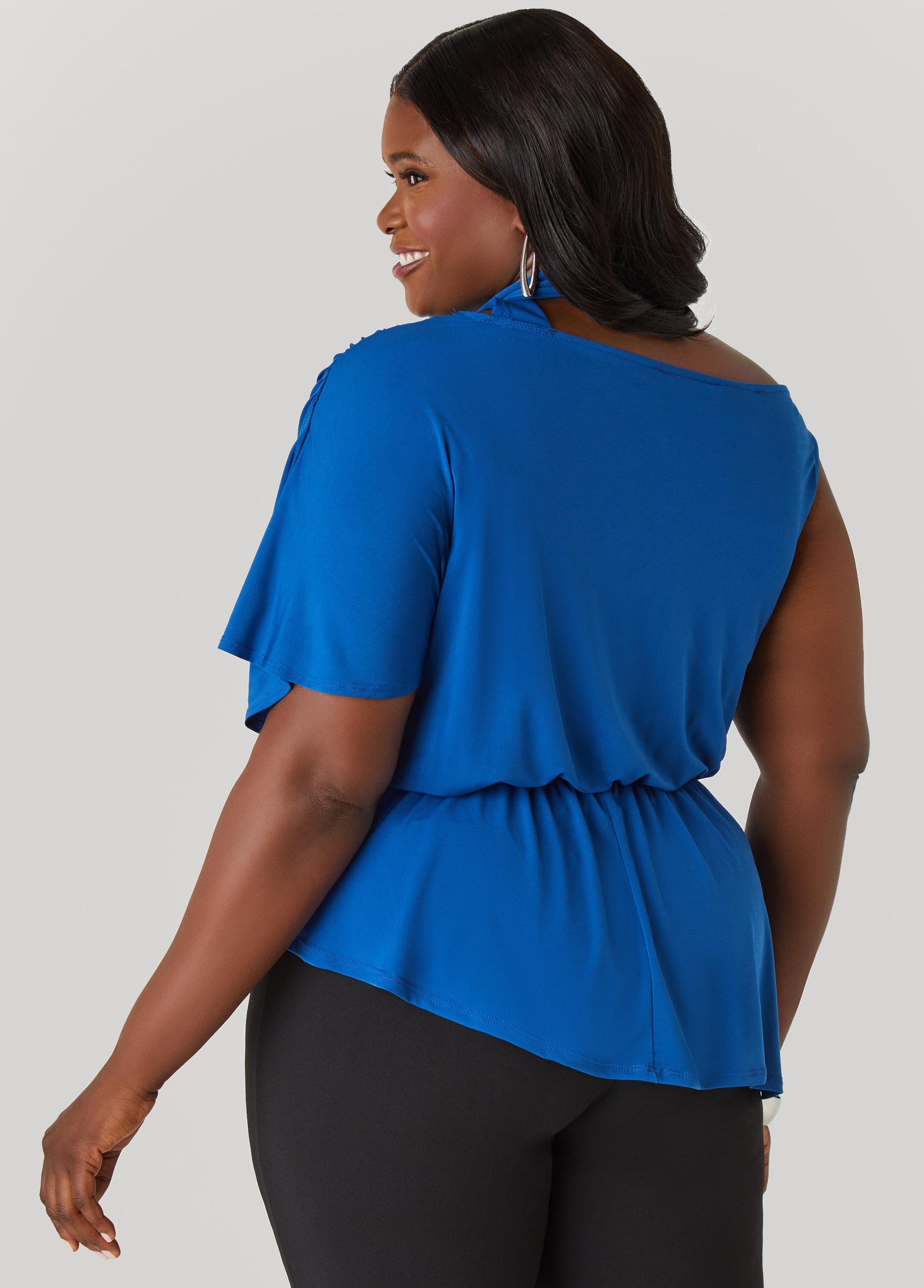 Tie Neck Peplum Top Product Image