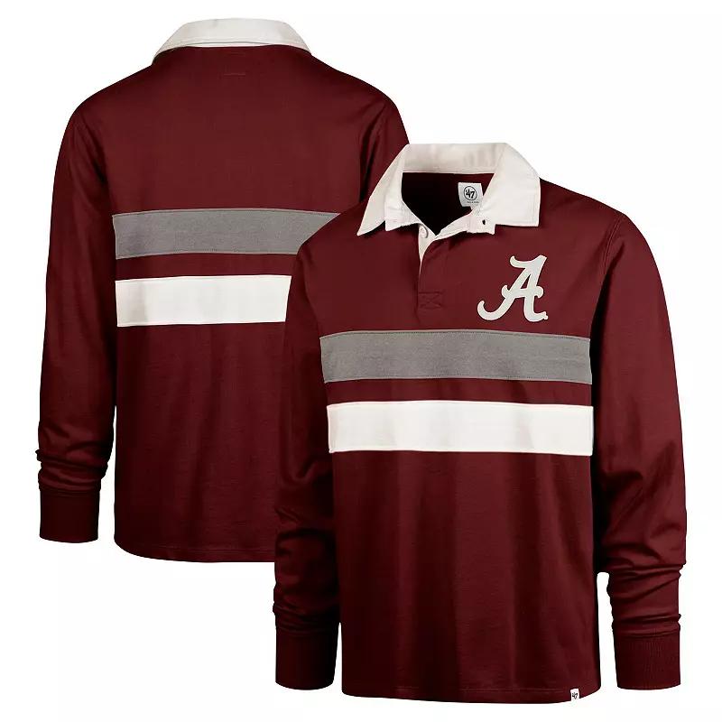 Men's '47 Crimson Alabama Crimson Tide Clubhouse Knox Thames Long Sleeve Rugby Polo,  Product Image