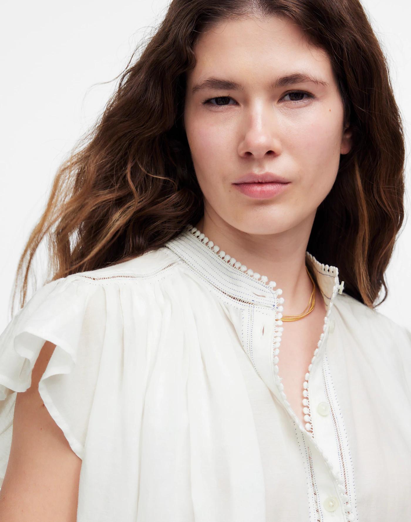 Shirred Lace-Trim Top Product Image