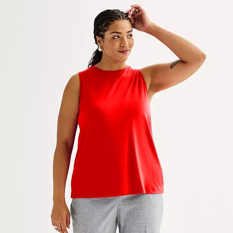 Plus Size Nine West Essential Easy High-Neck Tank, Womens Product Image