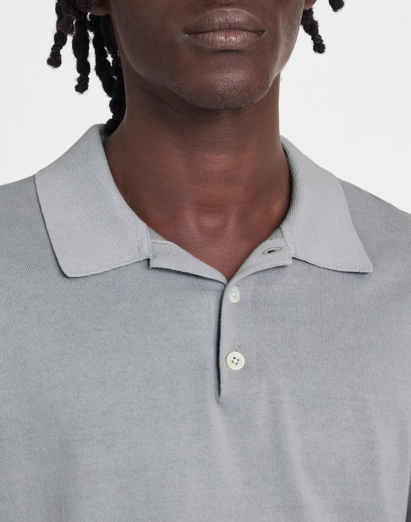 Three-Button Sweater Polo Shirt Product Image