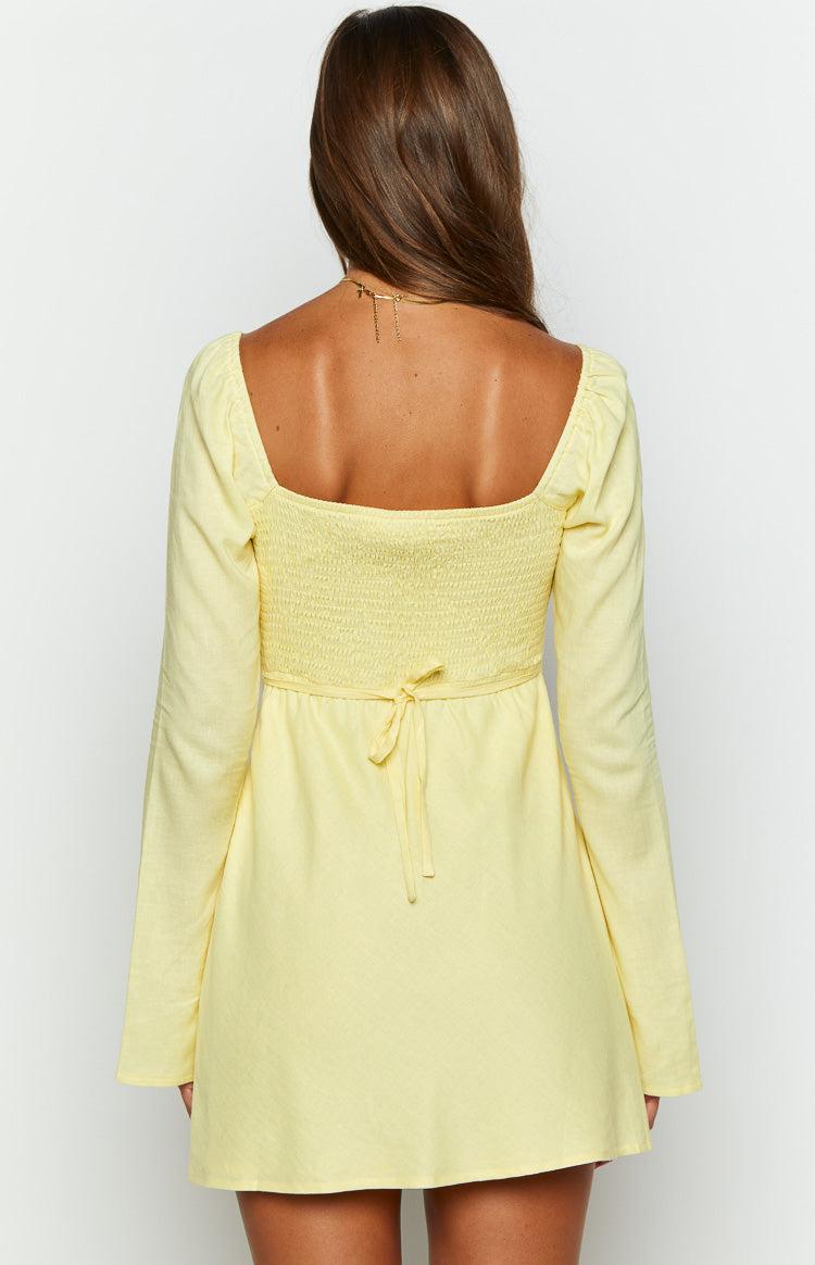 Arna Yellow Long Sleeve Mini Dress Product Image
