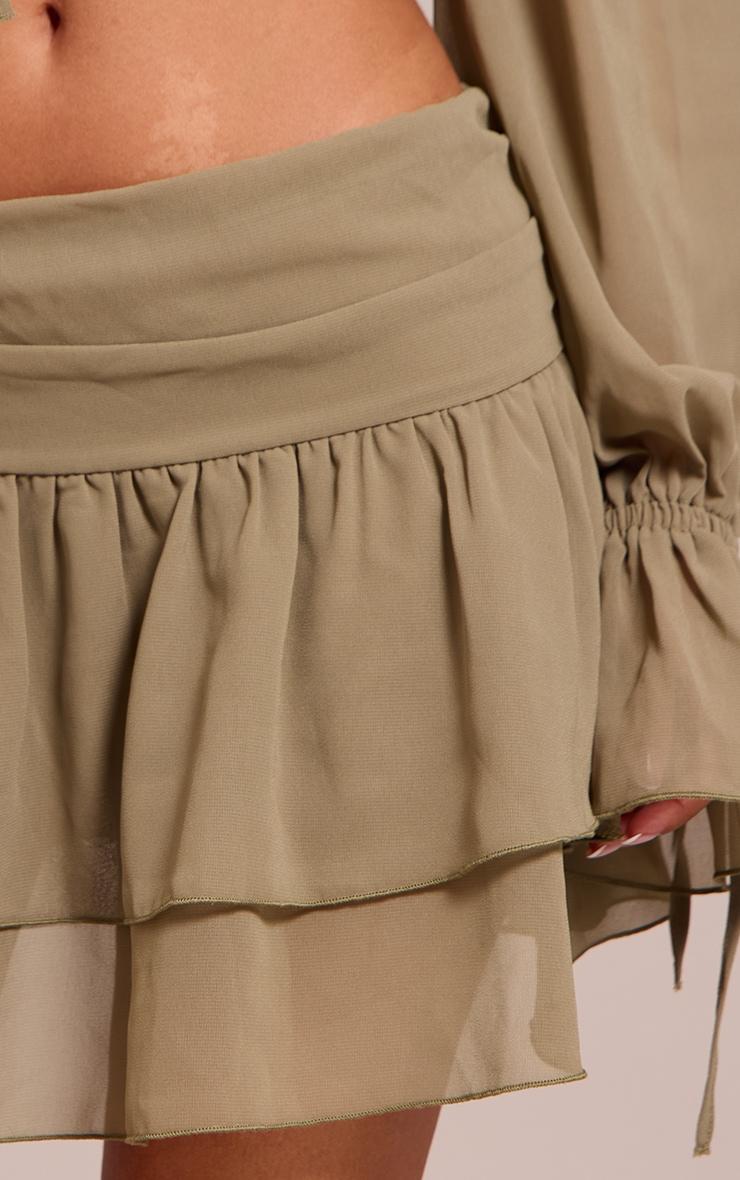 Petite Khaki Ruched Mini Skirt Product Image